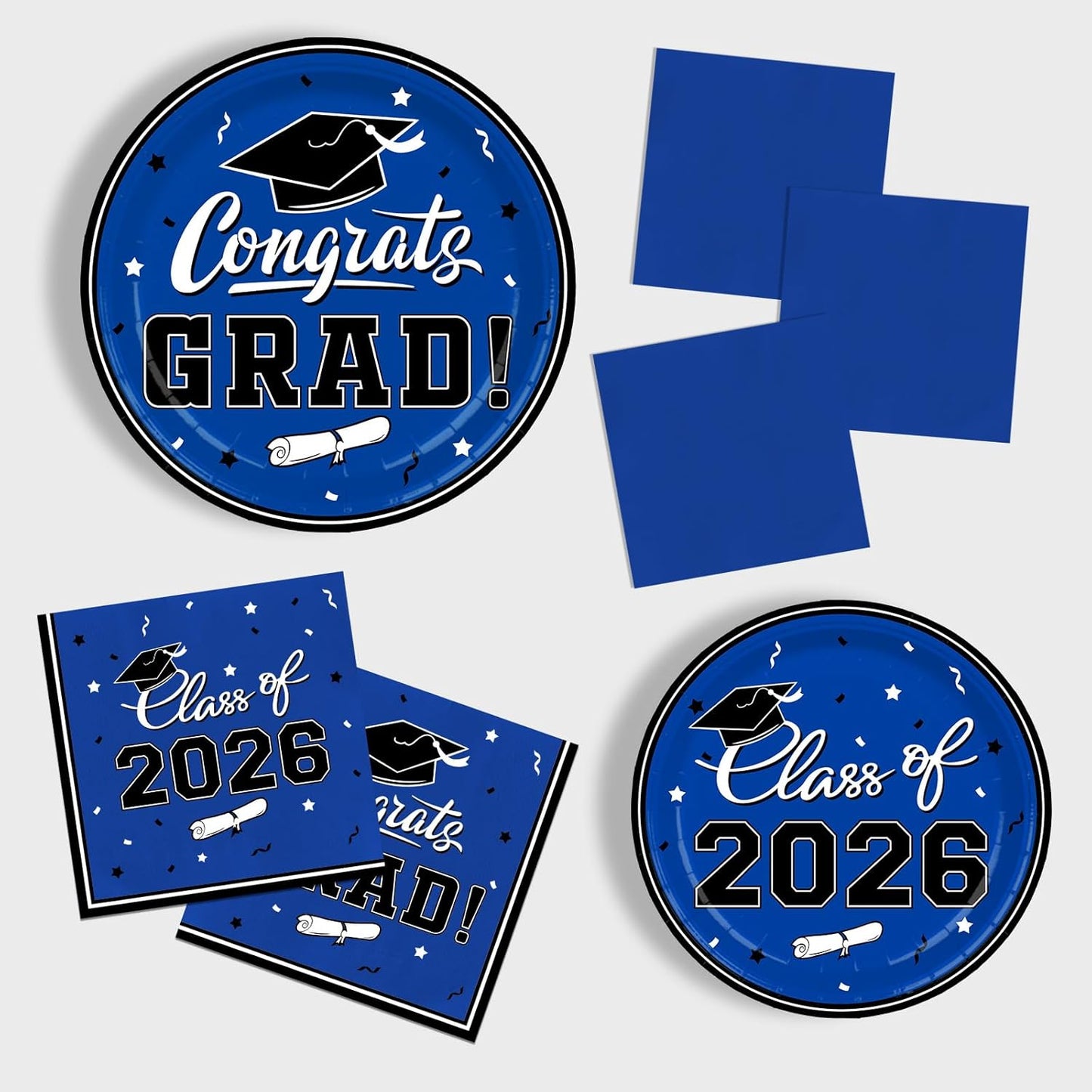 Graduation decorations 2026 Graduation Plates and Napkins Disposable Paper Plates Luncheon / Blue