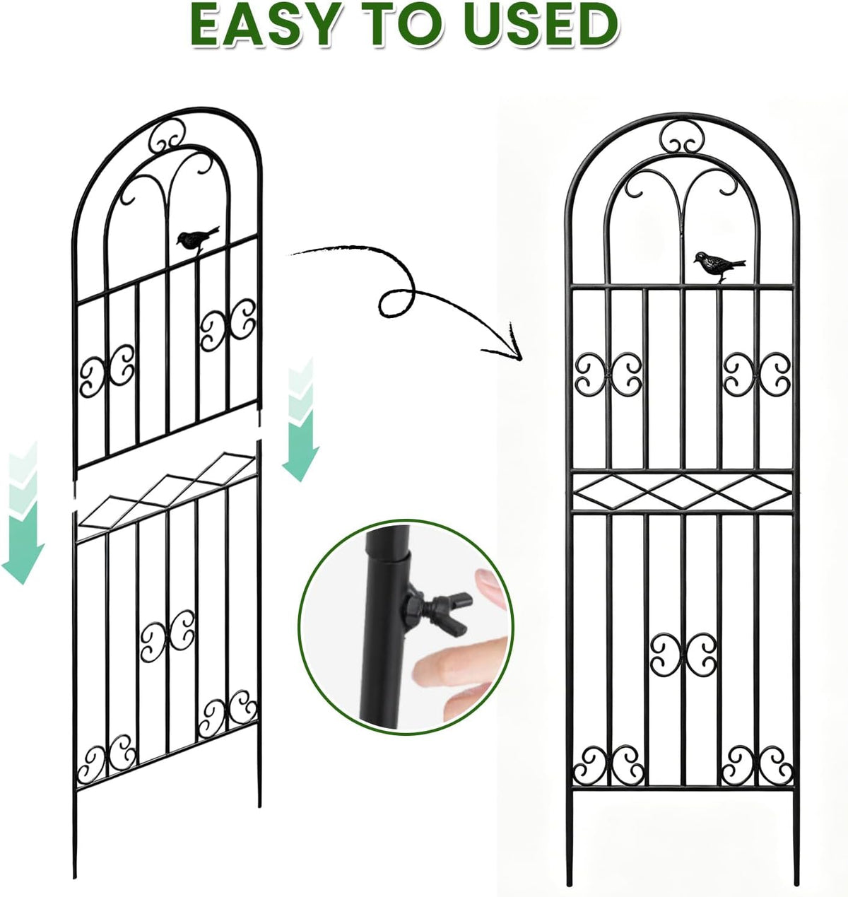 2 Pack 70.8"x19.7" Metal Gardon Trellis for Climbing Plants Outdoor, | Rustproof, Heavy Duty, Black Coating Gardon