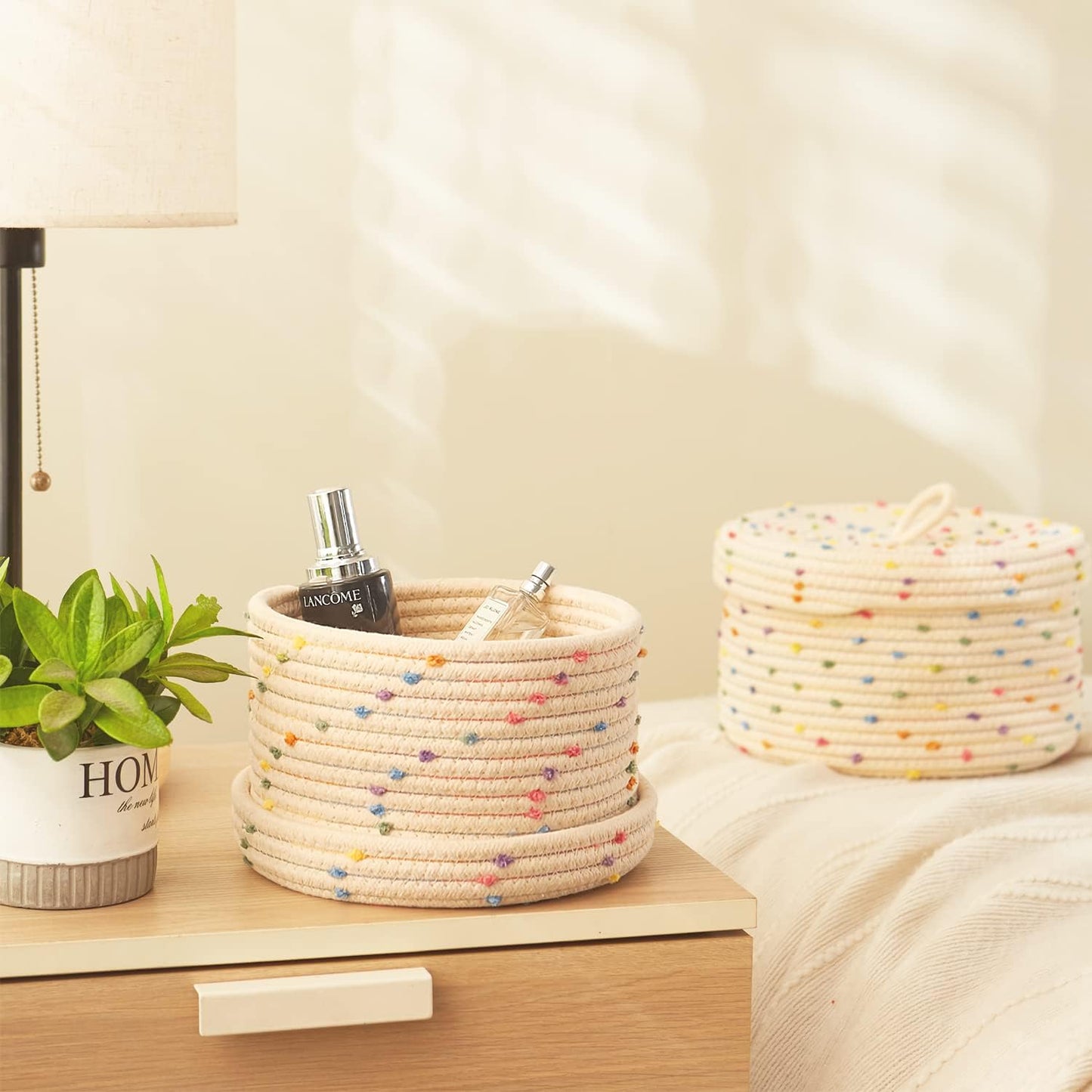 Cotton Rope Woven Storage Basket / Rainbow 2 / Set of 2