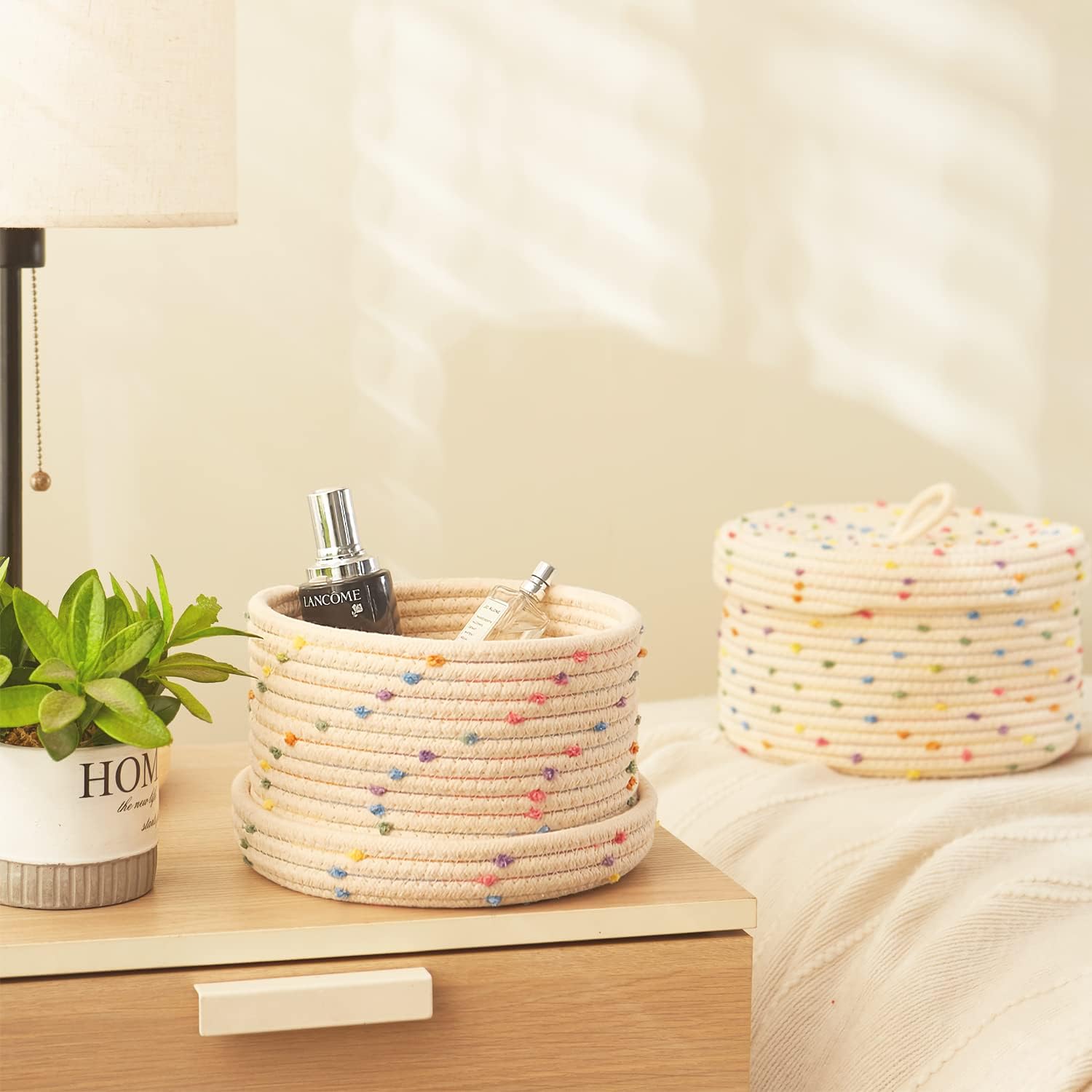 Cotton Rope Woven Storage Basket / Rainbow 2 / Set of 2