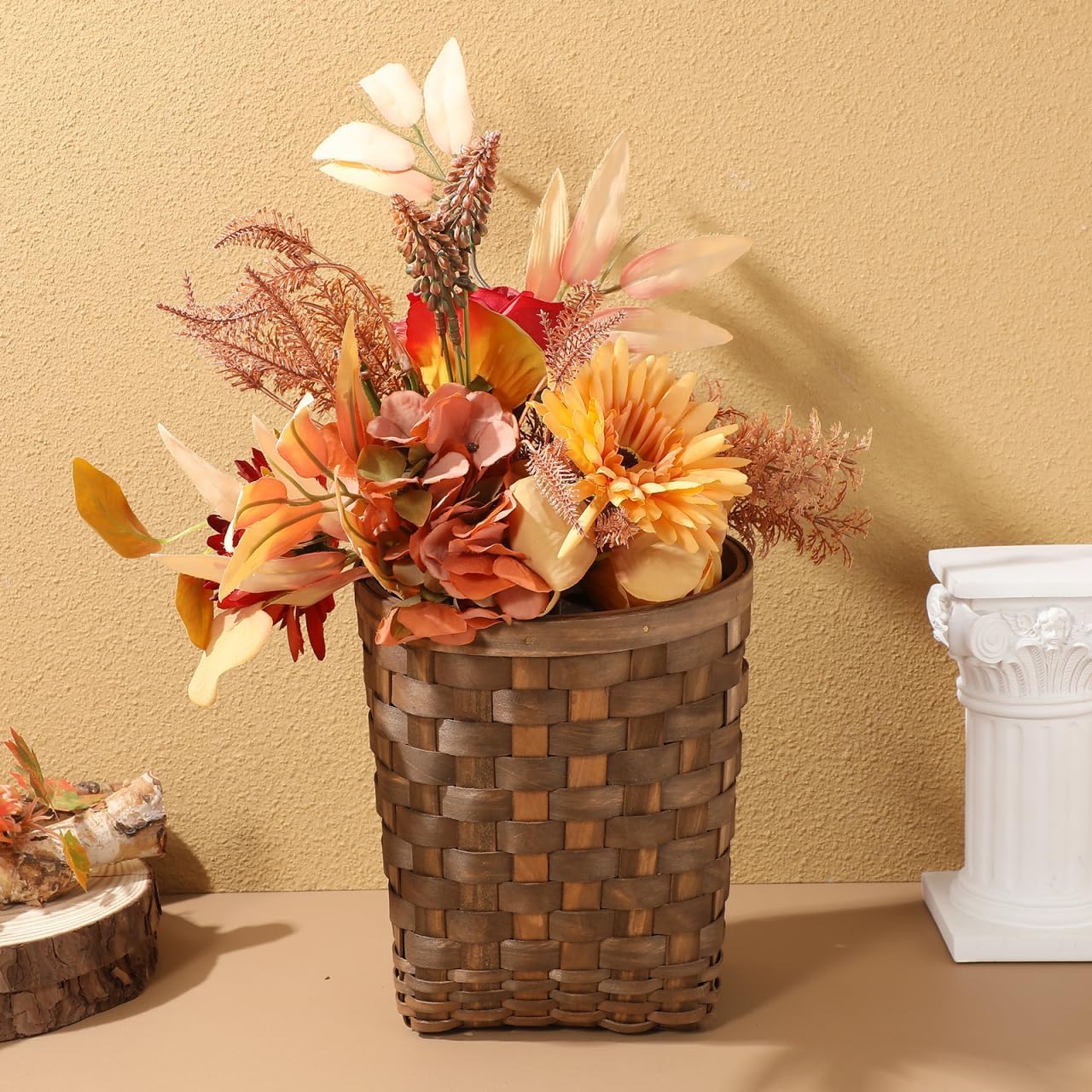Hanging Basket Woven Wall Storage Organizer In Rustic Wicker Basket / 9.84 x 6.69 x 15.94
