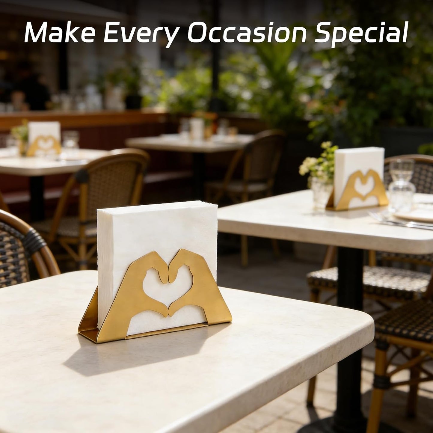 Love Heart Metal Napkin Holder for Paper Napkins & Mail / Gold