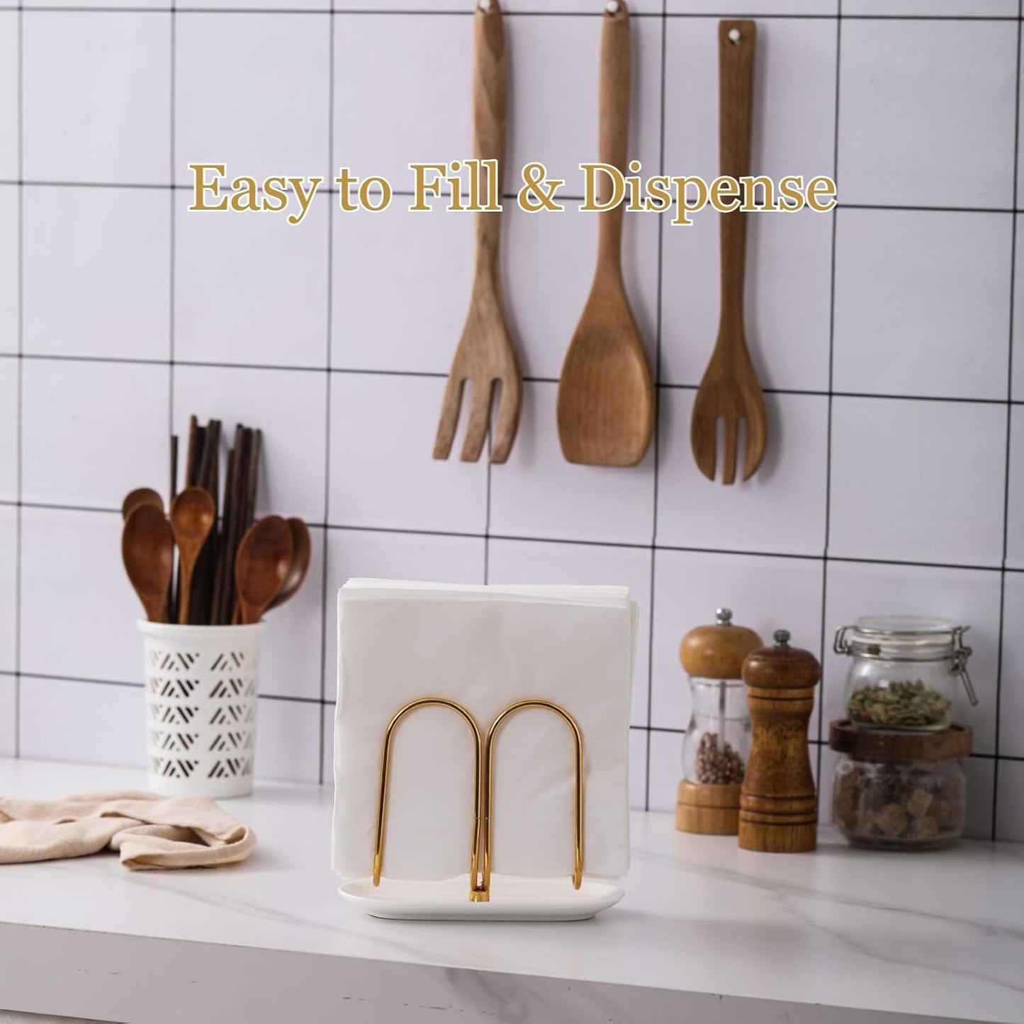 Modern Disposable Hand Guest Towel Holder / Gold