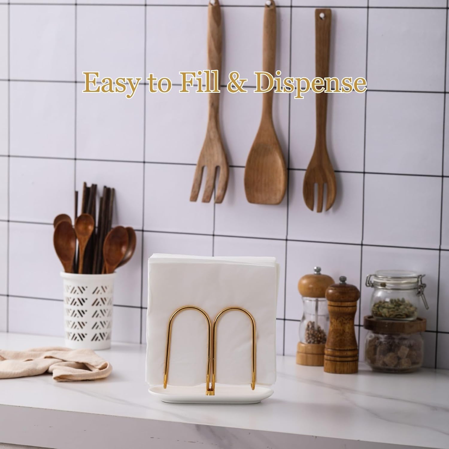 Modern Disposable Hand Guest Towel Holder / Gold