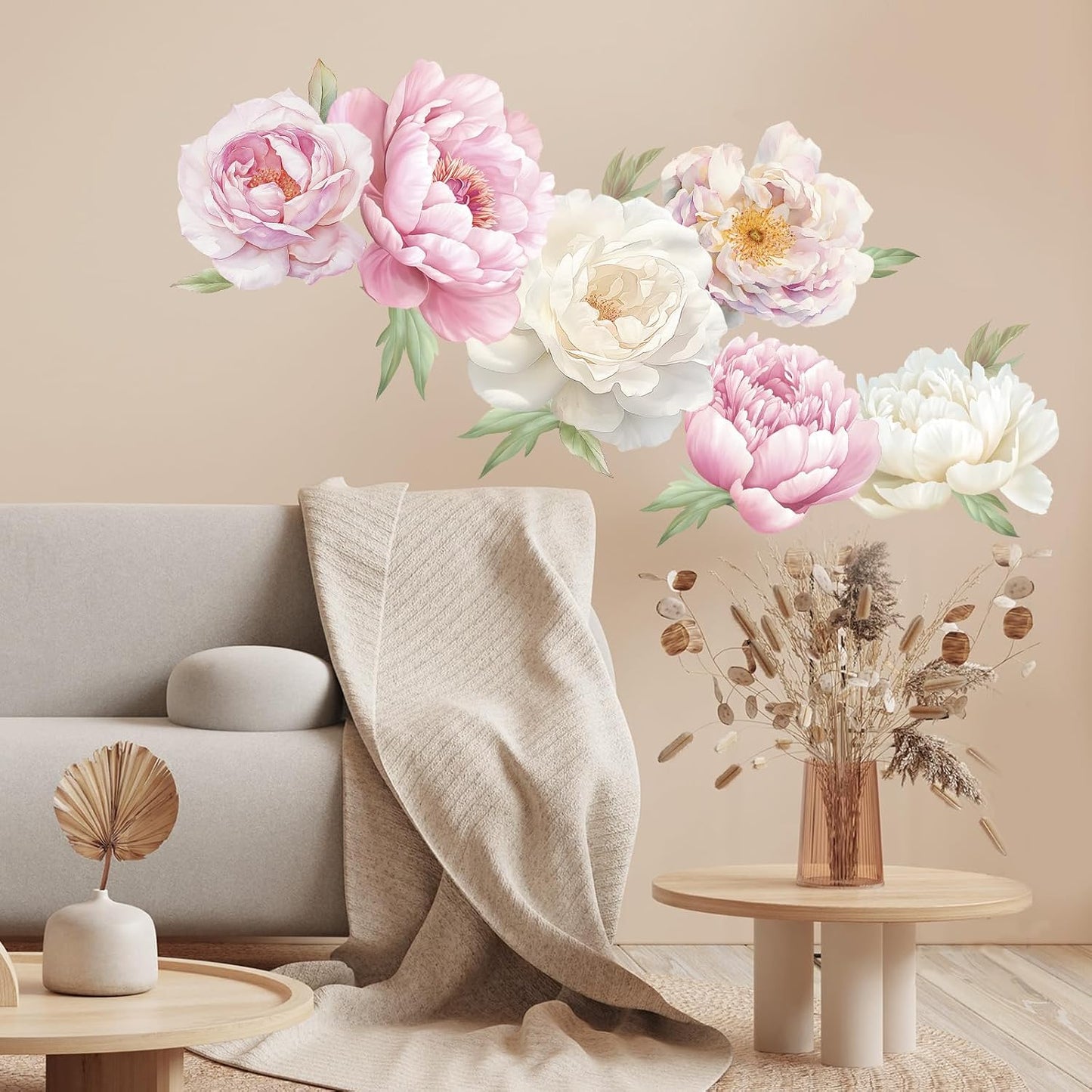 Vinyl Peony Wall Decal / Sch-25f-0061 / Pink