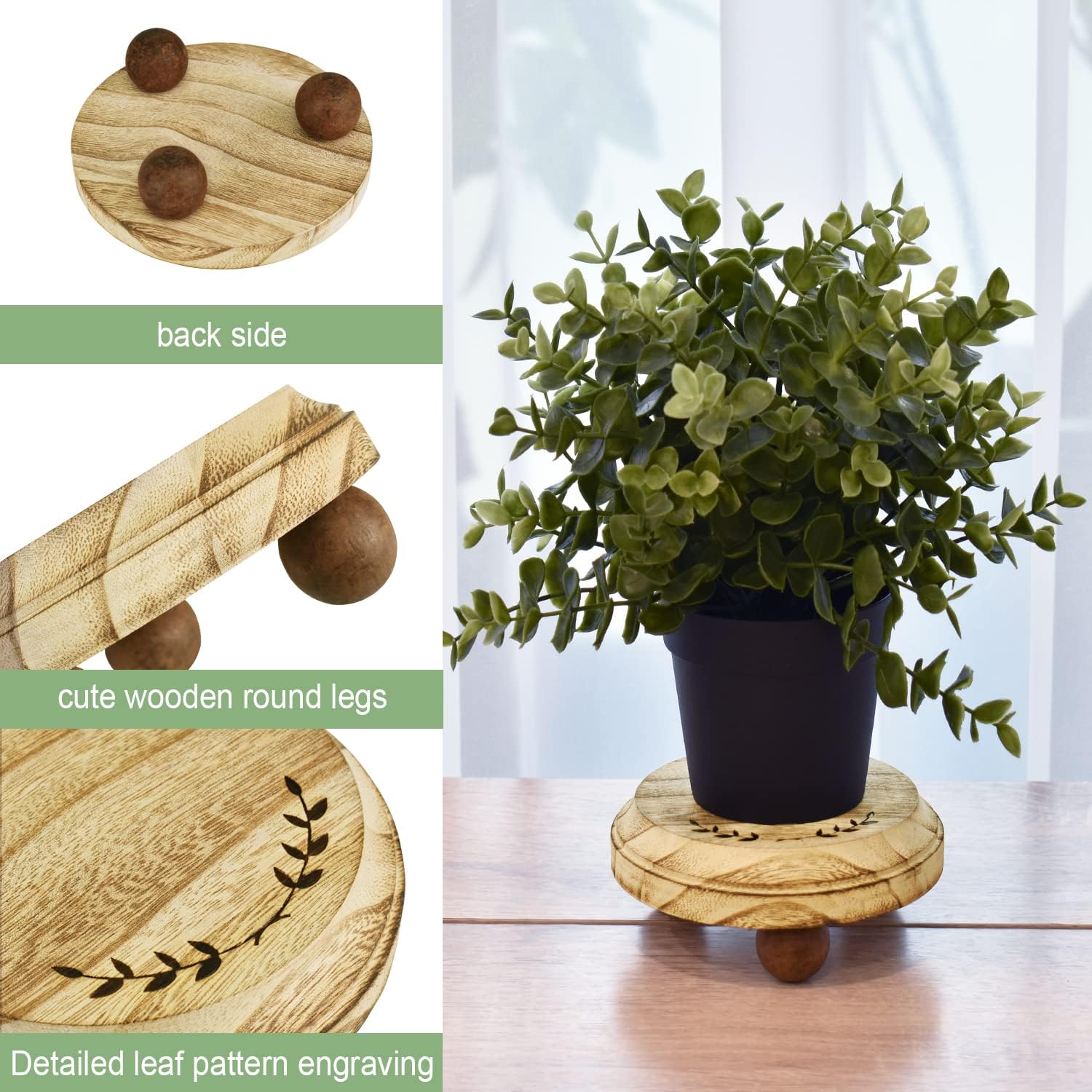 Pedestal Stand / Set Stackable Round Wooden Display Riser / Oak, , Round Shape / Set of 3
