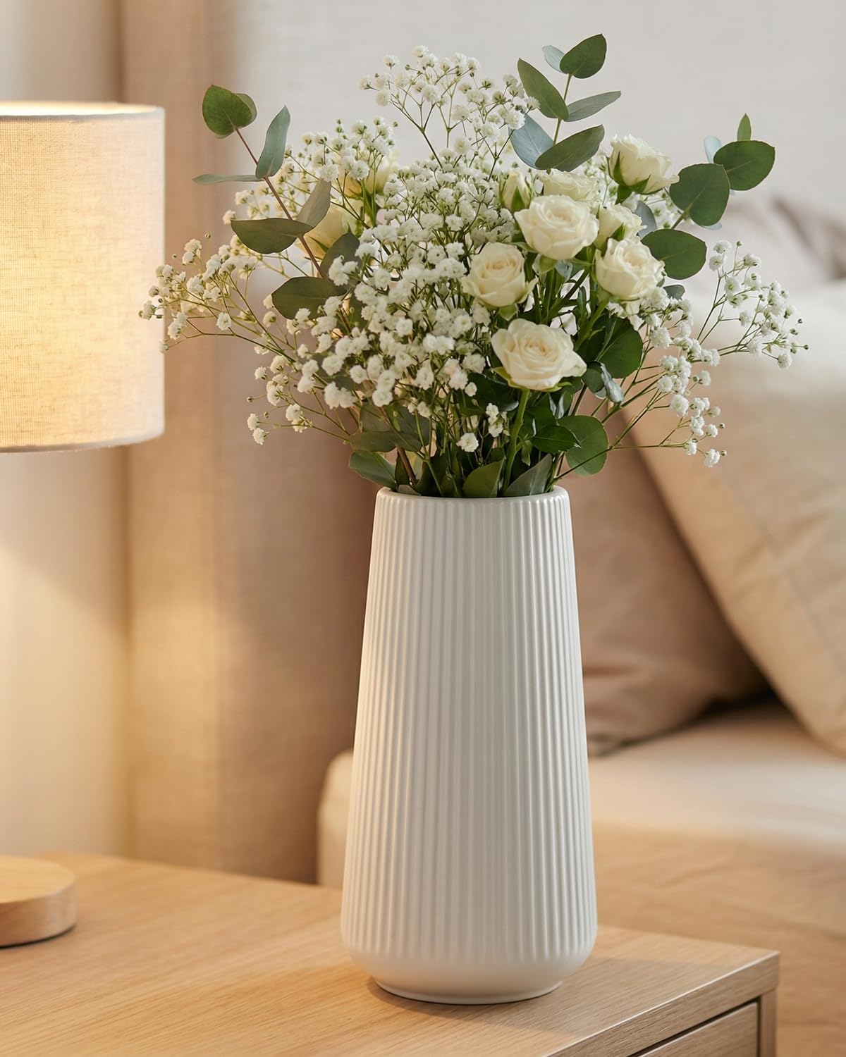 Modern Vase / Ceramic Vase / White01 / White / 8 Inch