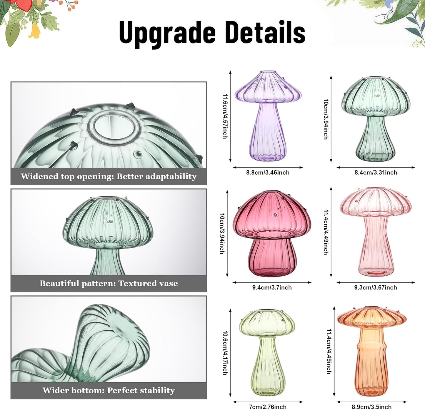Colored Mushroom Flower Vase / Colorful / Set of 6