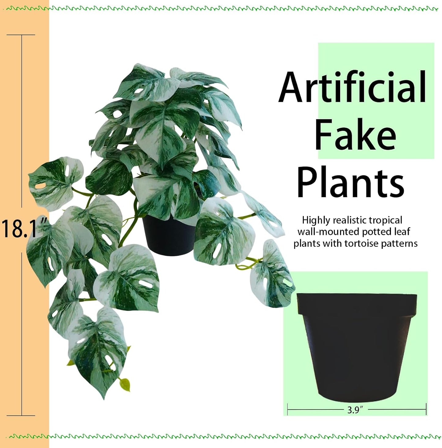 Faux Ivy Hanging Plant / White and Green