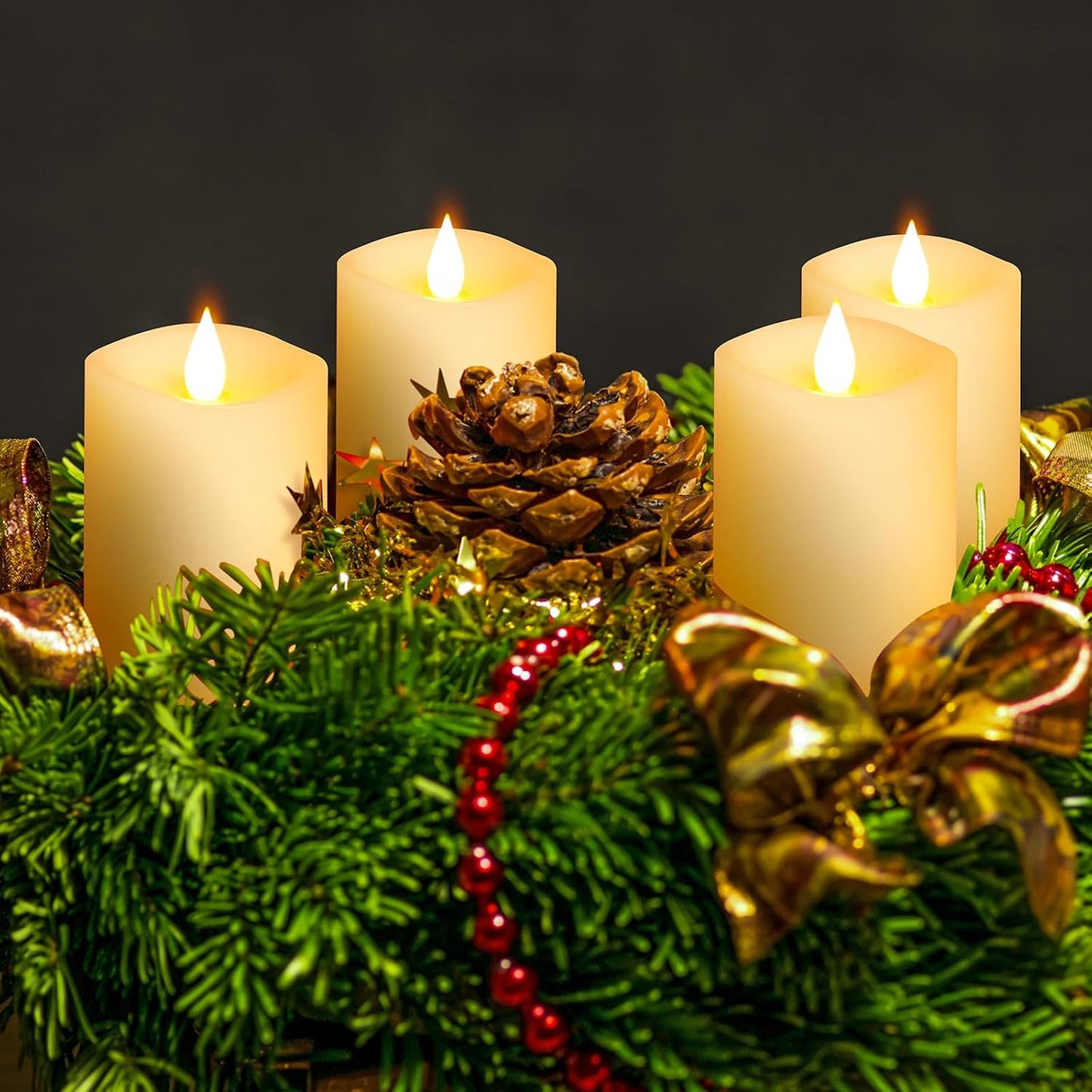 3x4 Flickering Flameless Candles Set of 3,Real Wax Pillar LED Candles,with Timer,4 inch Flameless Candles with
