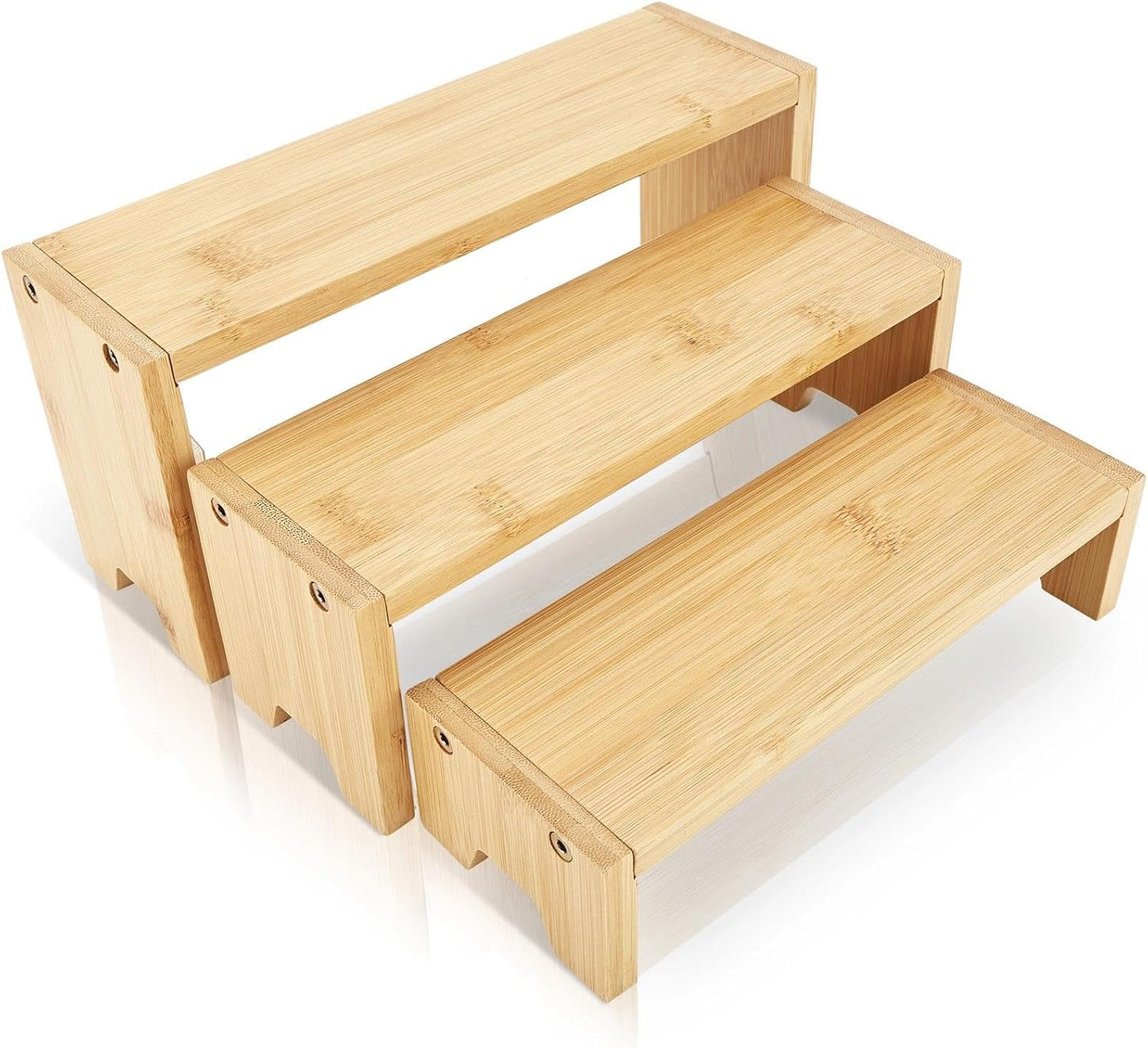Figurine / 3 Tier Bamboo Display Stand Risers / Natural