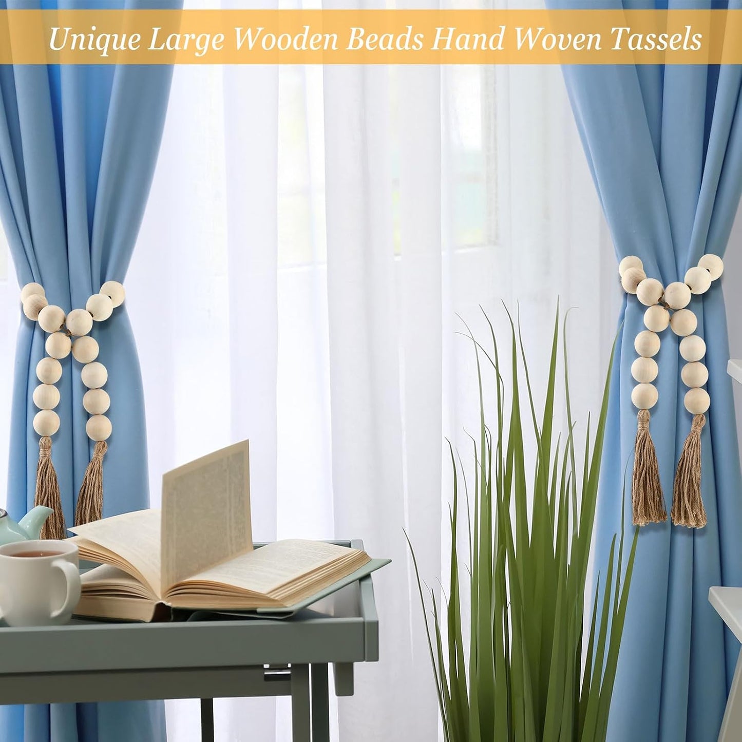 Large Wood Bead Garland / White / Set of 2