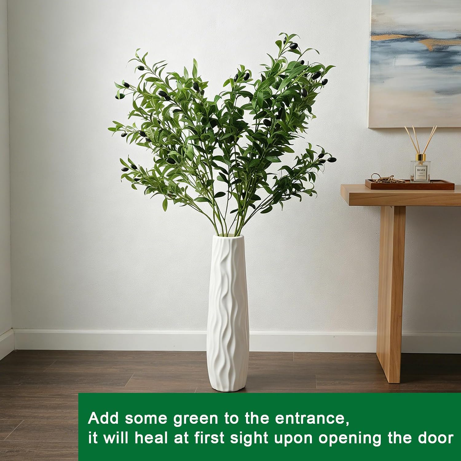 Olive Tree Branches for Vase Artificial Greenery Stems Realistic Faux Olive / 39 Inch / Set of 4