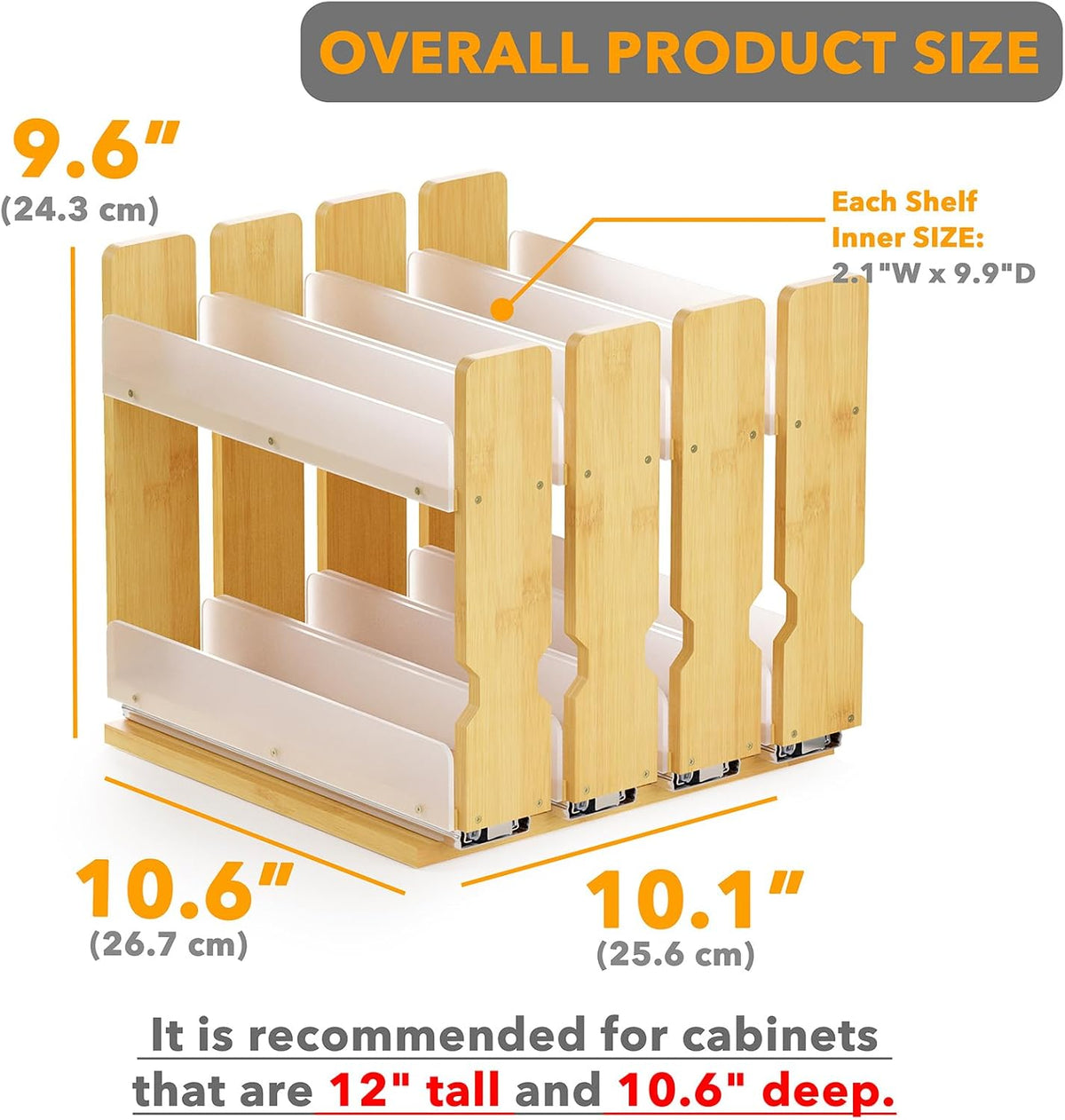SpaceAid Bamboo Pull Out Spice Rack Organizer for Cabinet, Heavy Duty Slide Out Seasoning Kitchen Pantry Sliding