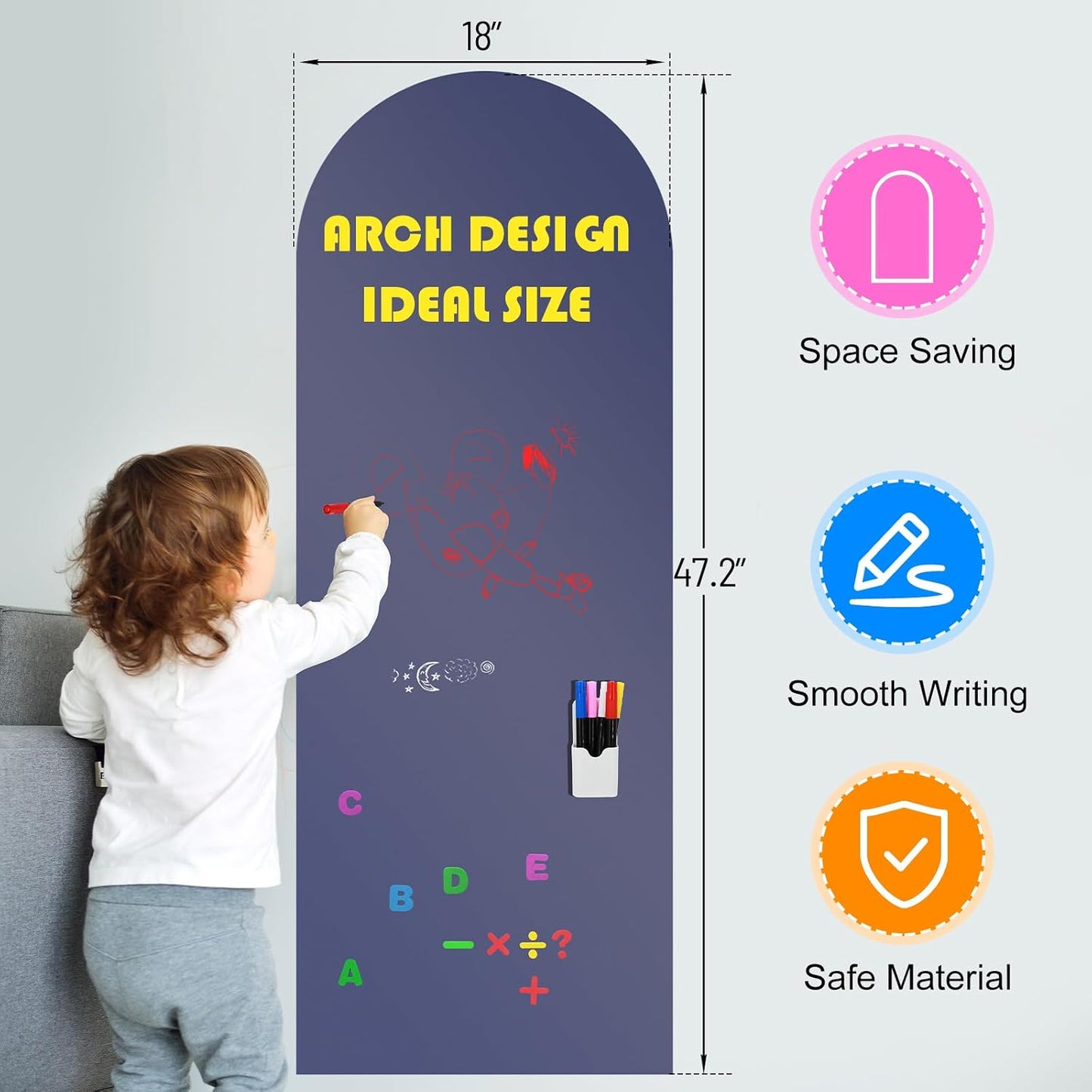 Self-Adhesive Blackboard Wallpaper / Dusty Blue 1pc / 47.2 x 18