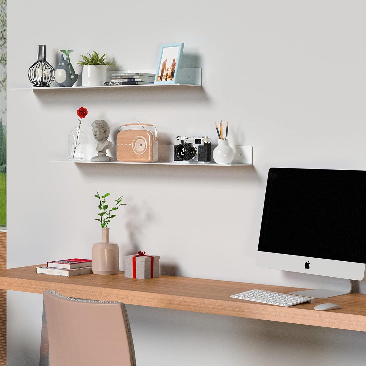 Sezanrpt 36 Inches Acrylic Wall Shelves 2 Pack, Floating Shelf for Wall Mounting, Acrylic Display Ledges for Funko Pop
