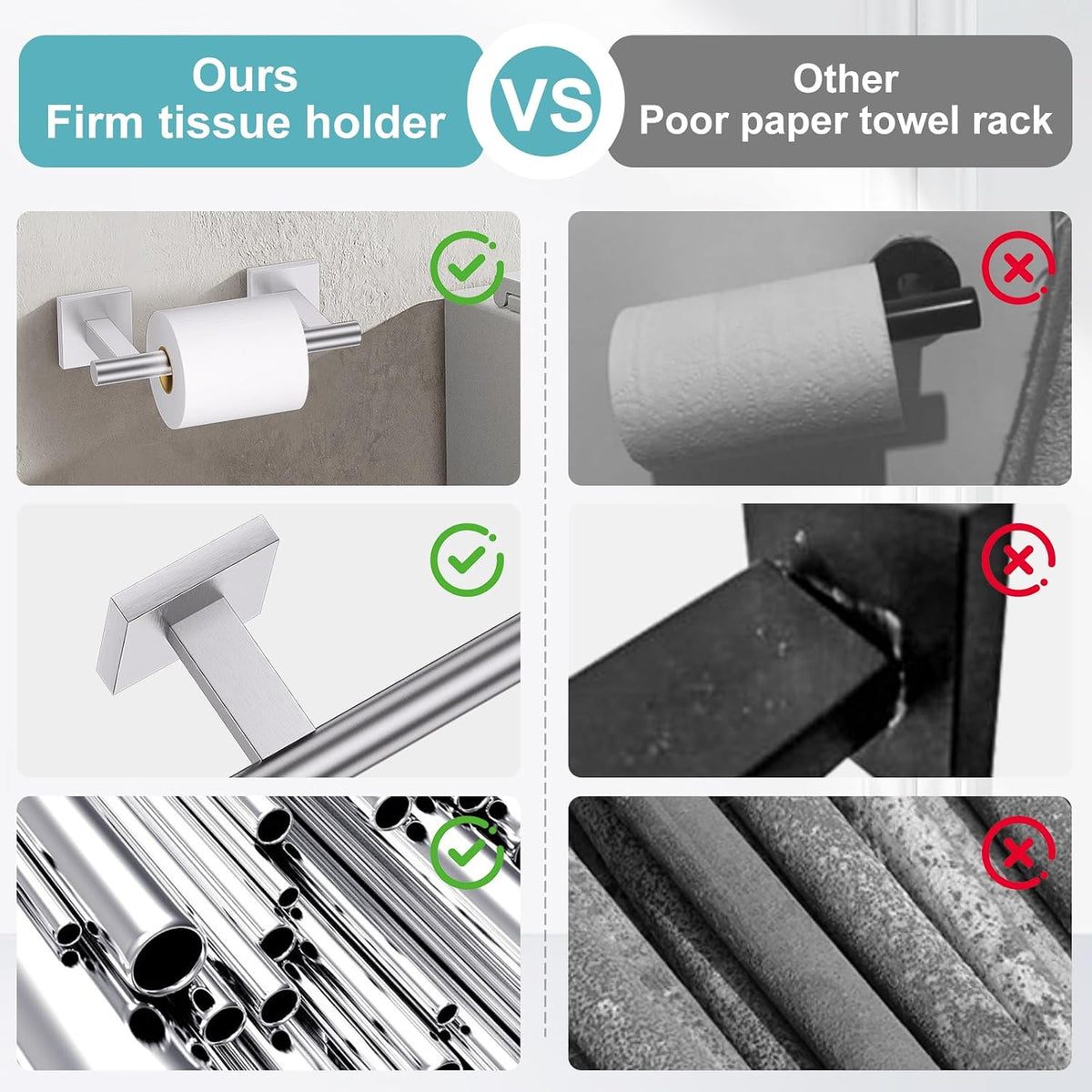 10 Pieces Brushed Nickel Towel Bar Set, Double Dase Toilet Paper Holder Bathroom Hardware Set, 23.6 Inch Stainless