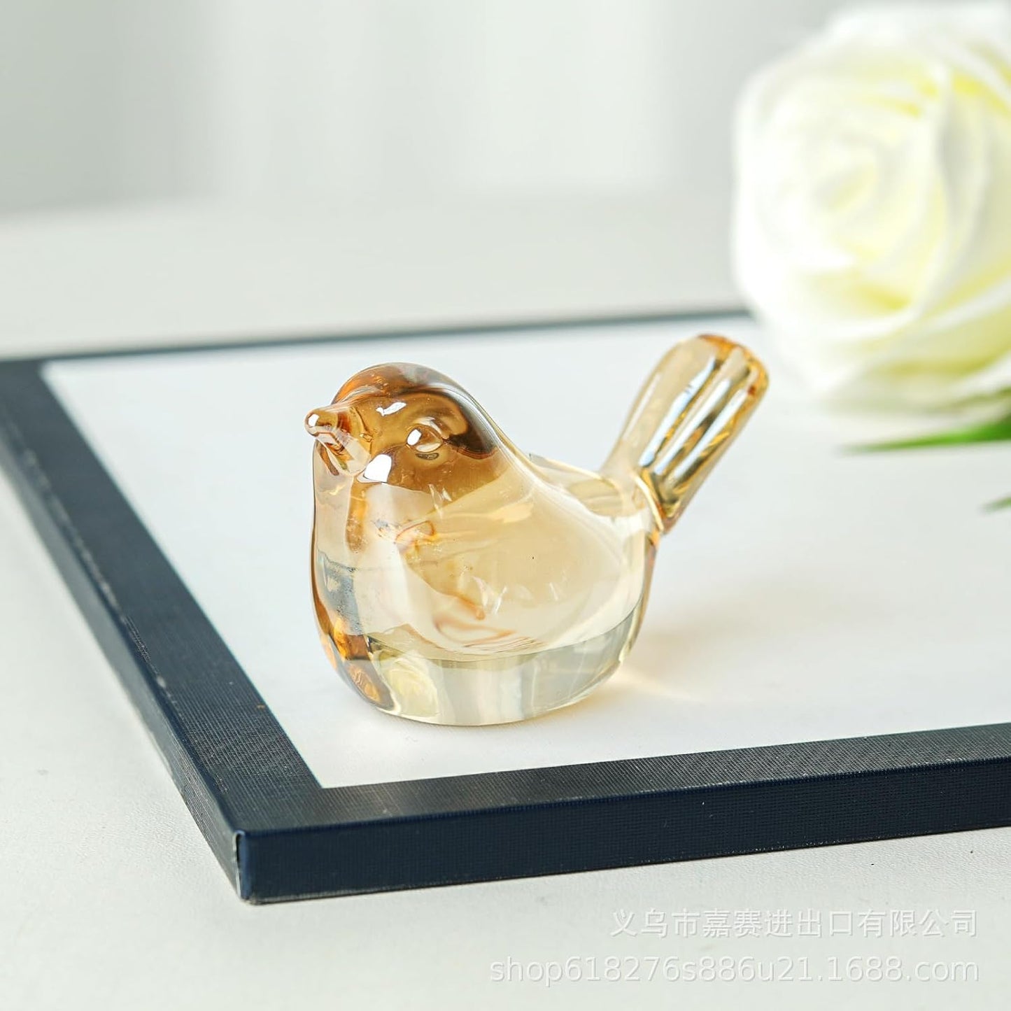 Small Bird Figurines Home Decor Glass Crystal Bird Statue Modern Style Decorative Ornaments / Gold