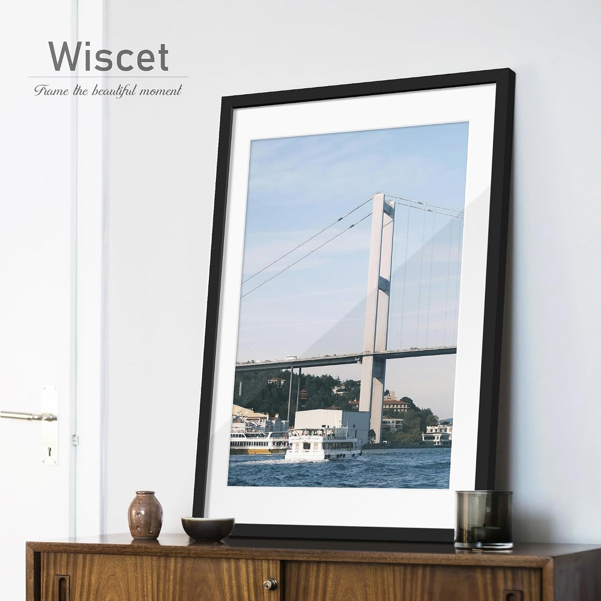 Wiscet 24x36 Poster Frame Set of 4, for Wall Mounting, Black | Display Picture 20x30 with Mat or 24 x 36 without Mat