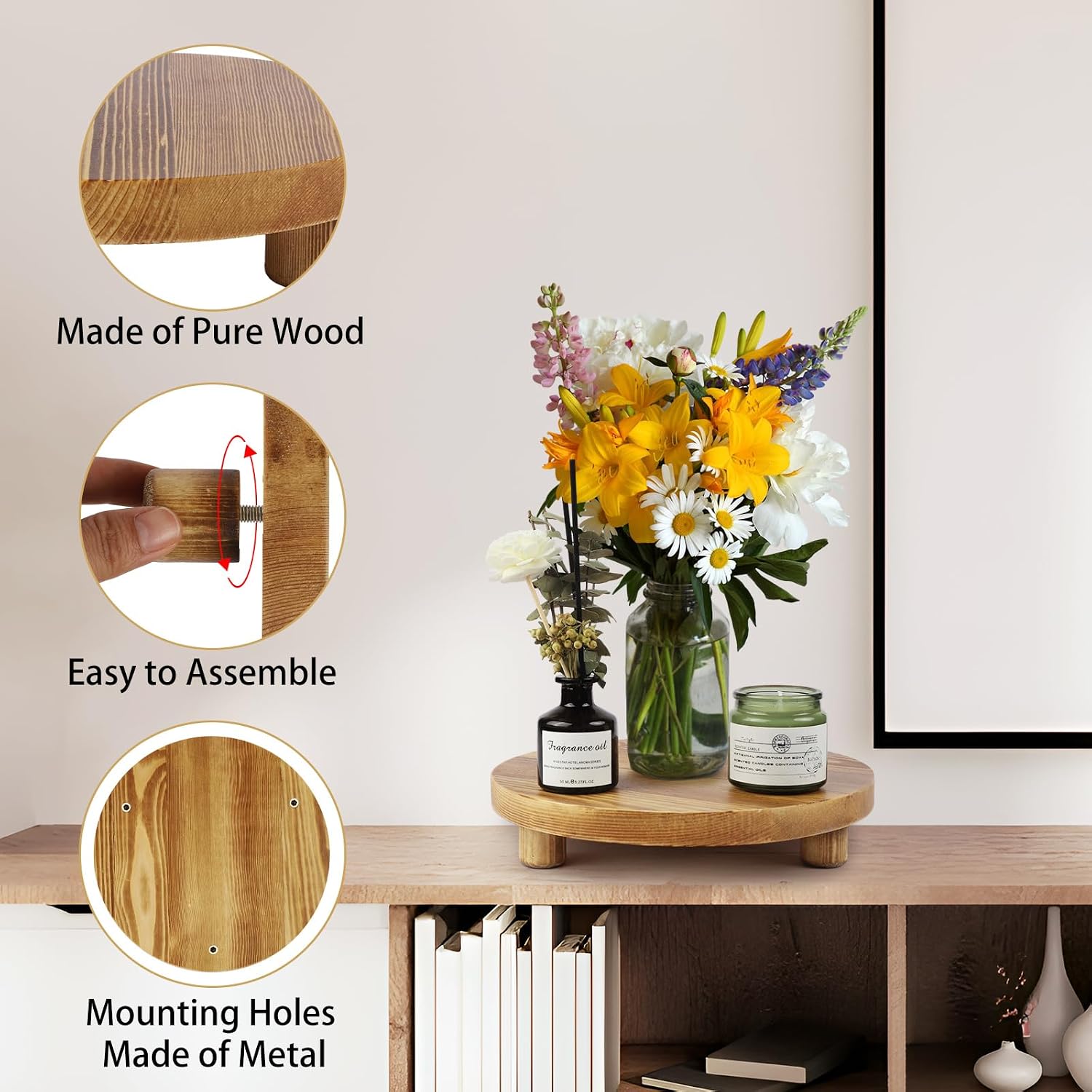 Wooden Plant Stands / Round-brown
