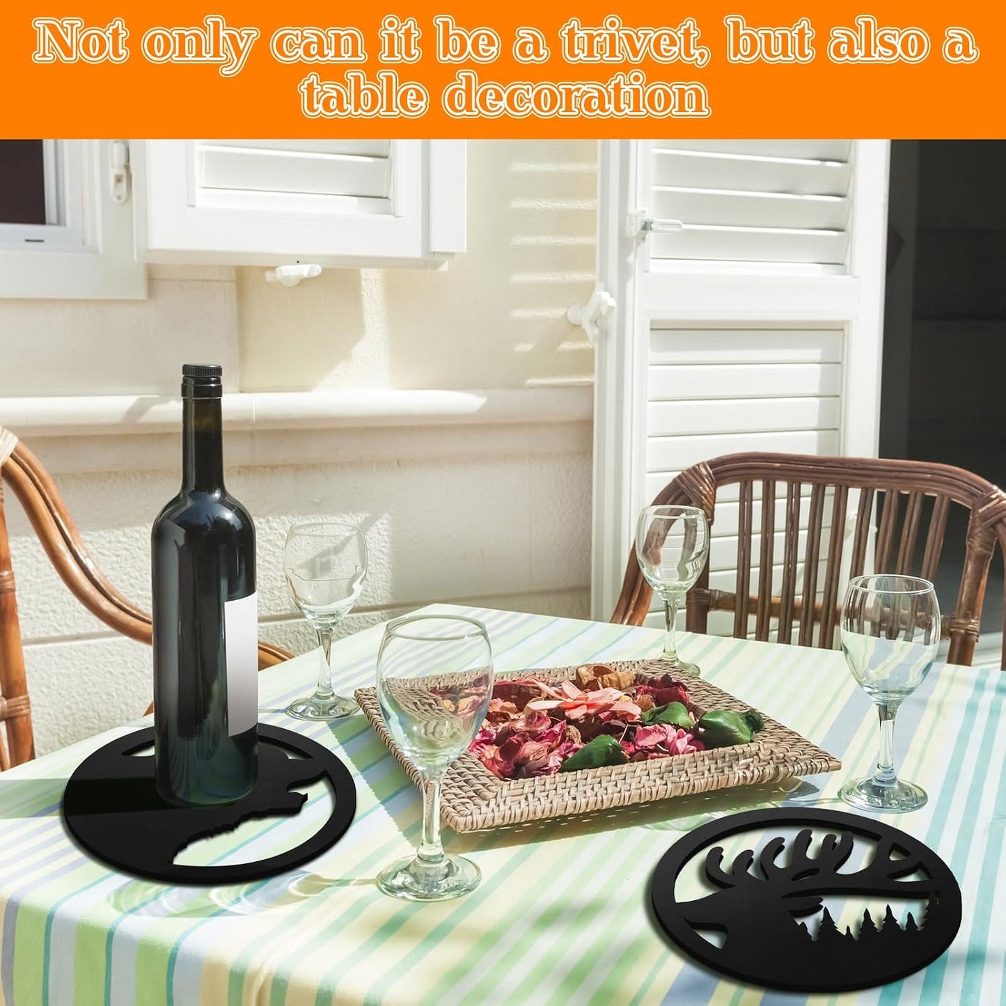 Reallnaive 3 Pcs Cast Iron Trivets Cookware Black Bear Kitchen Accessories 7.87 Inch Metal Trivets for Hot Dishes Dutch
