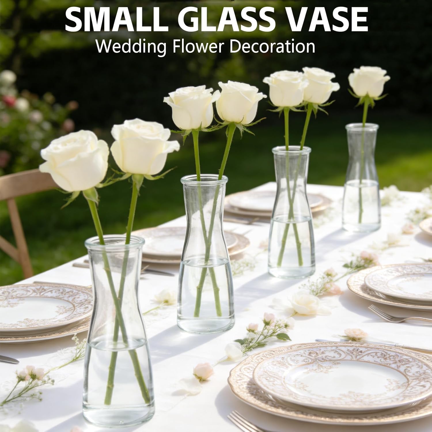 Glass Bud Vases for Centerpieces Small Flower Vase Modern Decorative Vases Mini / Clear / Set of 24