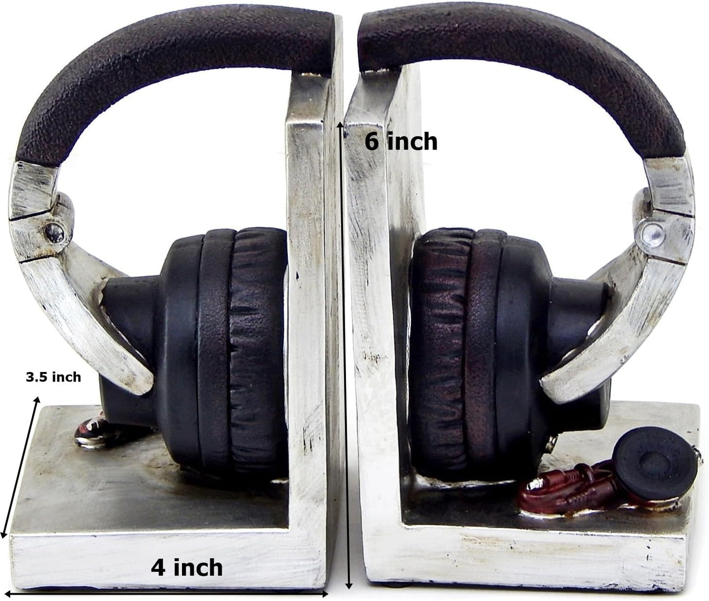 26256 Decorative Bookends Headphone Music Lover Holder Heavy Stoppers Bookshelf Shelves to Hold Book