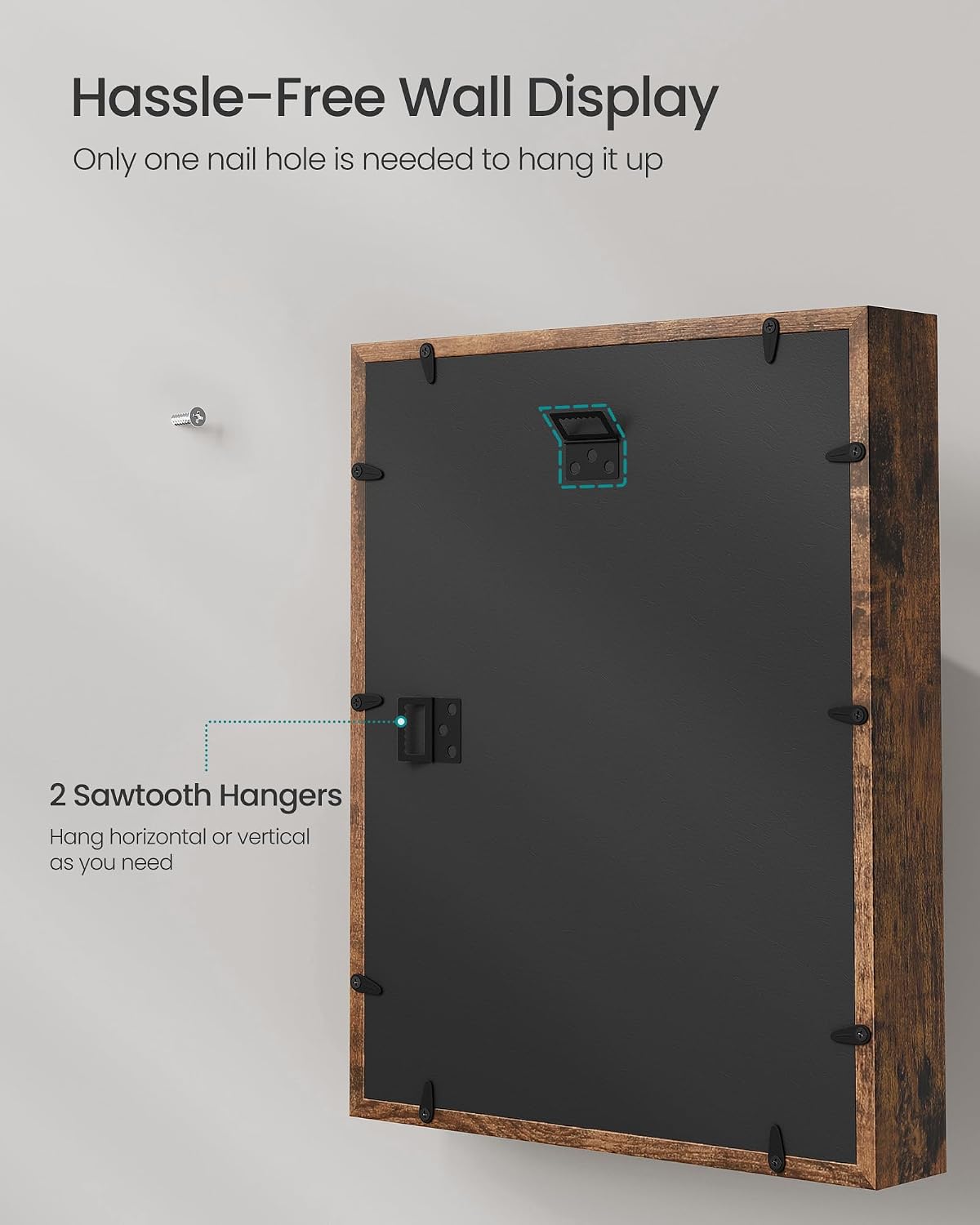 SONGMICS 11x14 Shadow Box Frame, Top Loading Display Case Frame , Glass Front with Top Slot and Push Pins, Linen Fabric