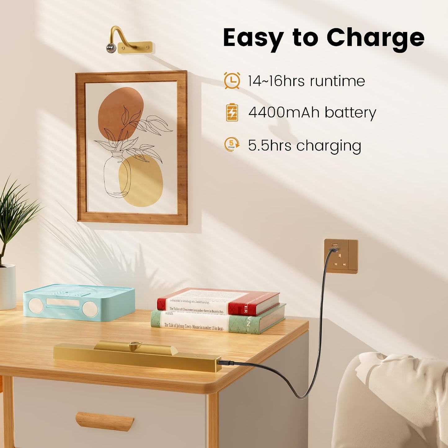 4 Pack Art Light Set, 12" Wireless Battery Picture Lighting, Remote Control Timer 3 Color Temps for Bedroom,Hallway