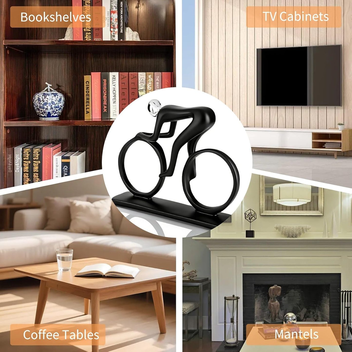Home Decor Statues Abstract Art Statue Resin Bike Figurine Decorative Objects Home Decor Modern