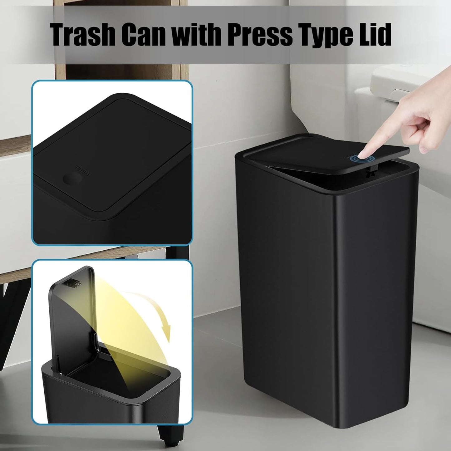Small Trash Bin Waste Basket / Black