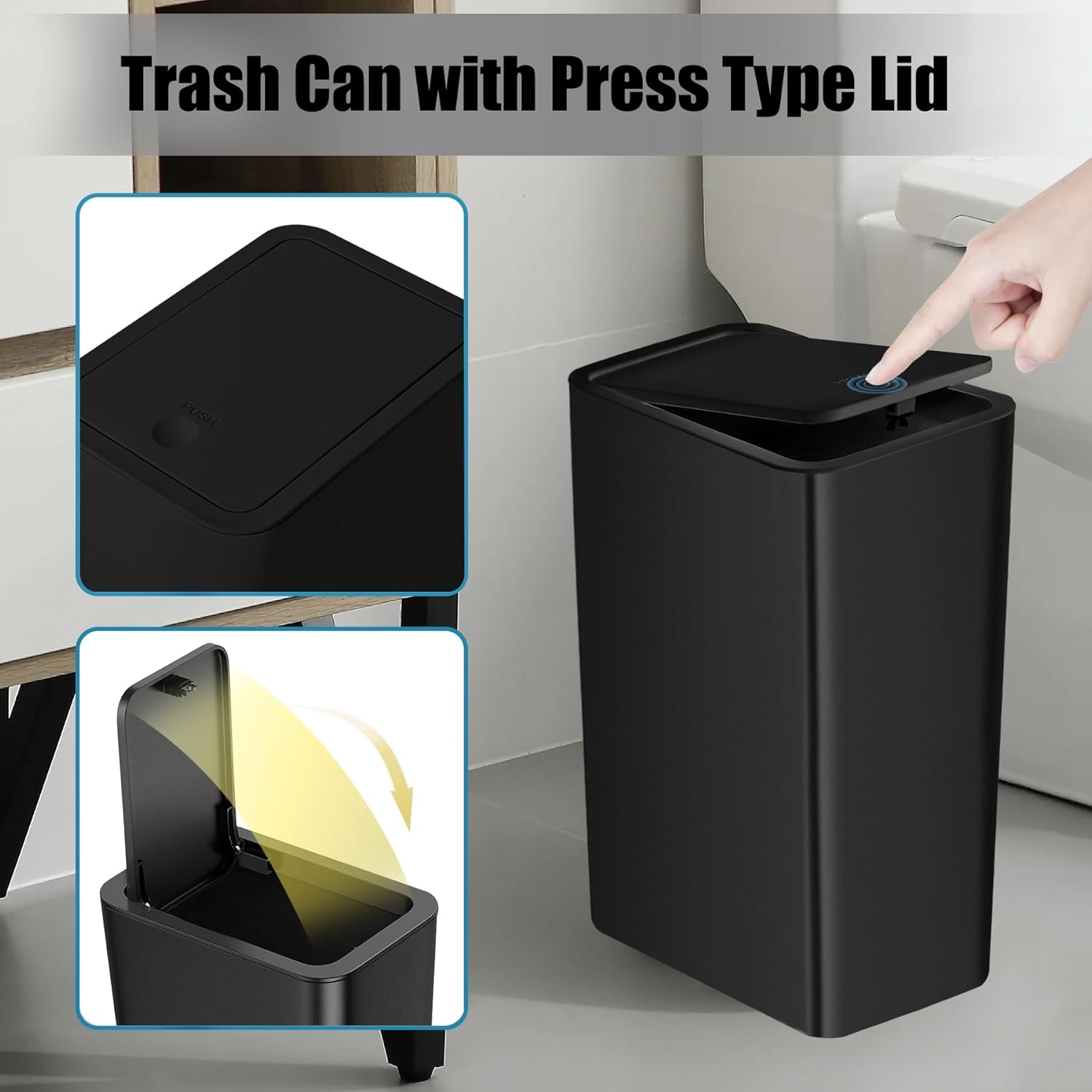 Small Trash Bin Waste Basket / Black