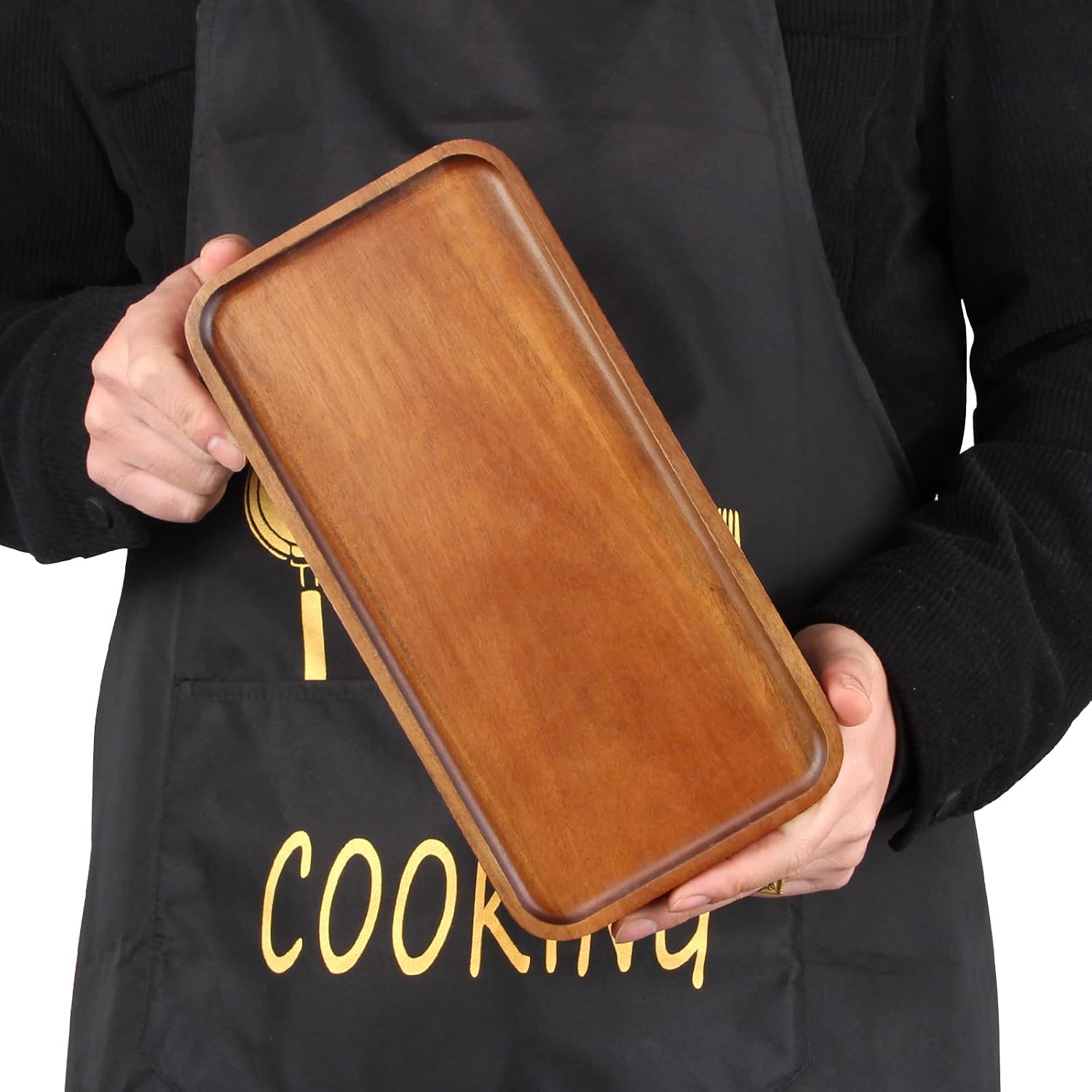 Acacia Wood Platters Small " Long Charcuterie Board Rectangle Decorative Tray Wooden / 12 x 6 x 0.6