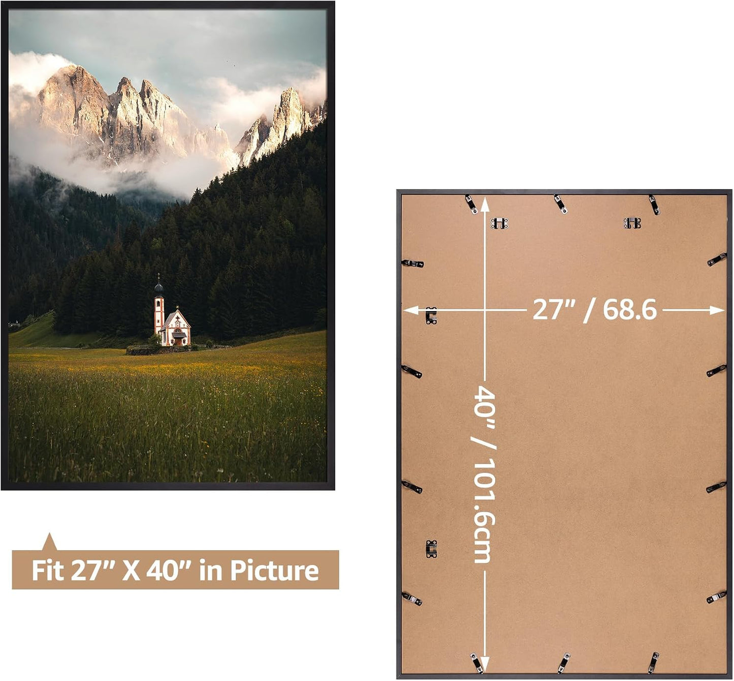 Giftgarden 27x40 Poster Picture Frame Black, Textured Metal Frame 40x27 for Wall Display, Single