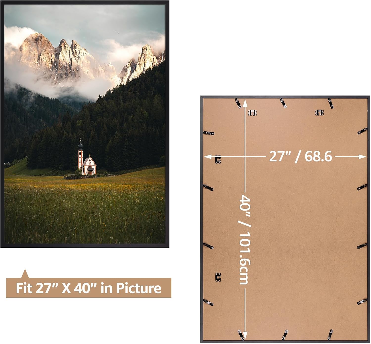 Giftgarden 27x40 Poster Picture Frame Black, Textured Metal Frame 40x27 for Wall Display, Single