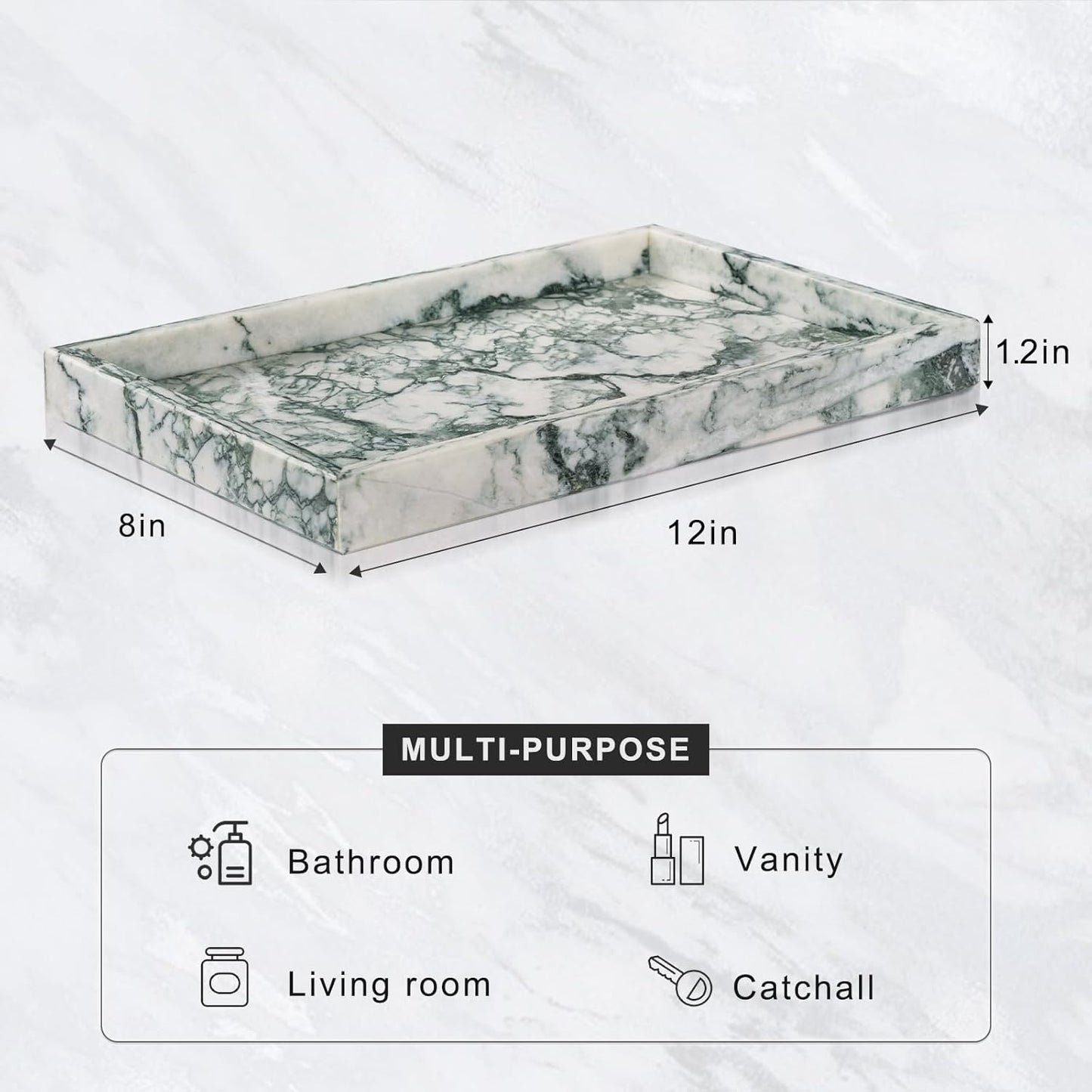 Marble Bathroom Tray for Countertop & Home Decor / Jade Green