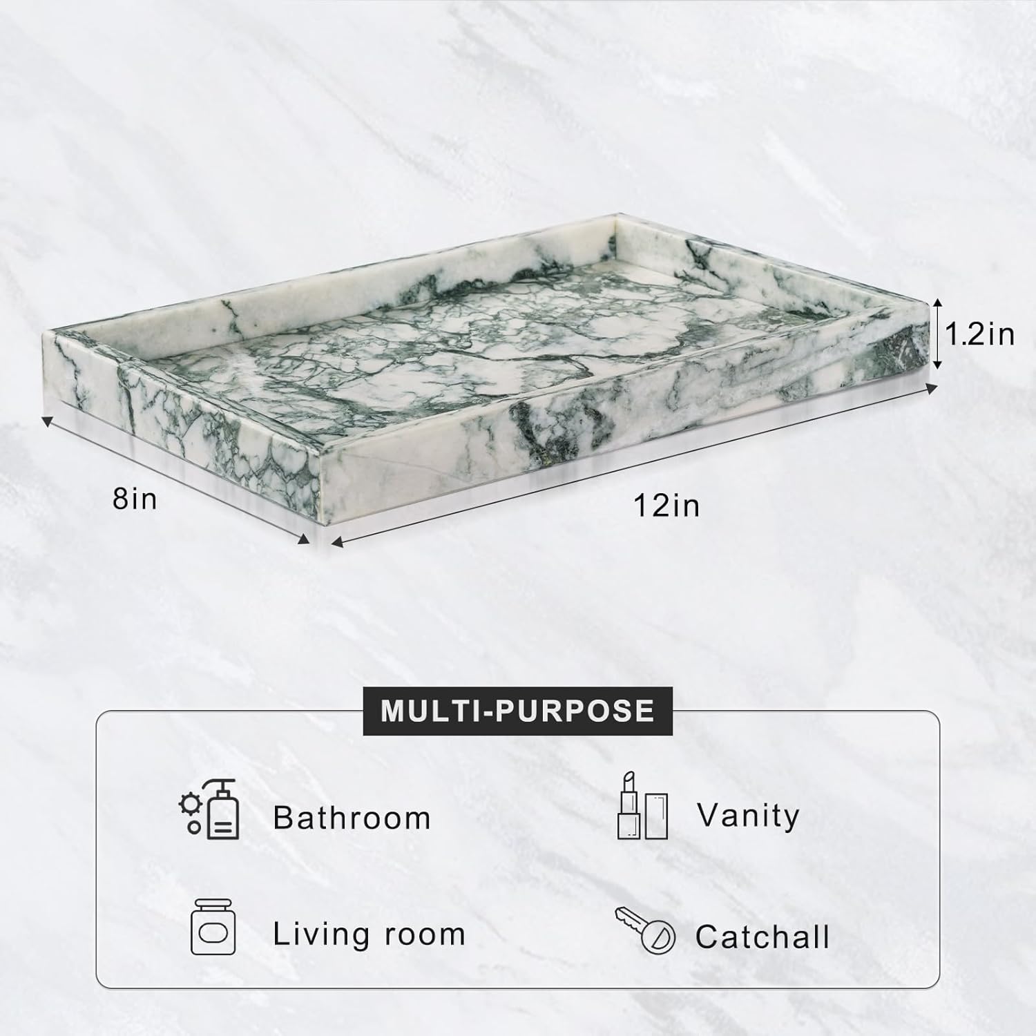 Marble Bathroom Tray for Countertop & Home Decor / Jade Green