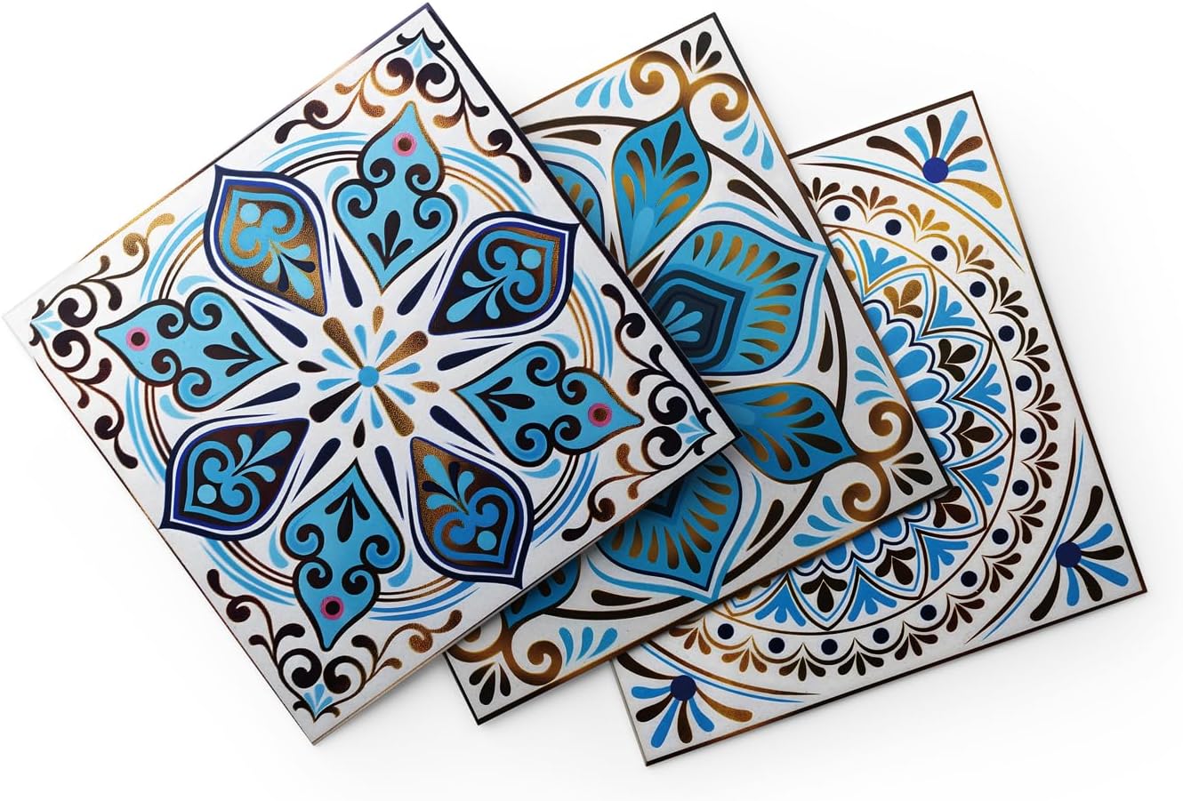 Peel and Stick Tile Stickers / Blue / 6 x 6 / Set of 16