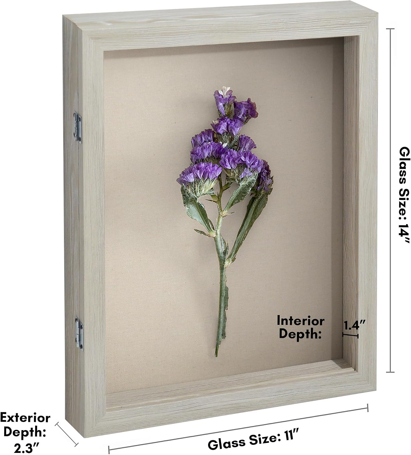 Americanflat 11x14 Shadow Box Frame - Engineered Wood - Grey Wood | Shatter-resistant glass, 1.4 inch interior depth