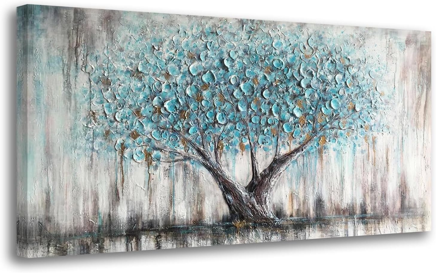 Large 3D Textured Framed Blue White Abstract Wall Art Set, 3 Piece 20x30 In