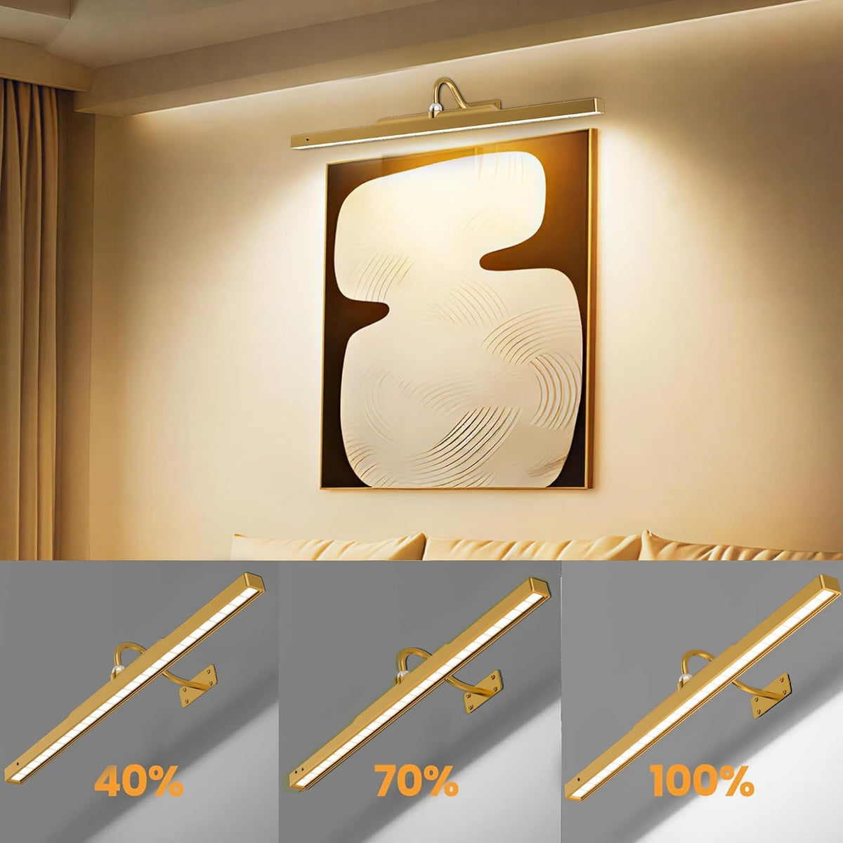 2 Pack 24 Inch Wall Lights for Pictures - Cordless Rechargeable Wall Sconces with Dimmable Remote for Above Mirror