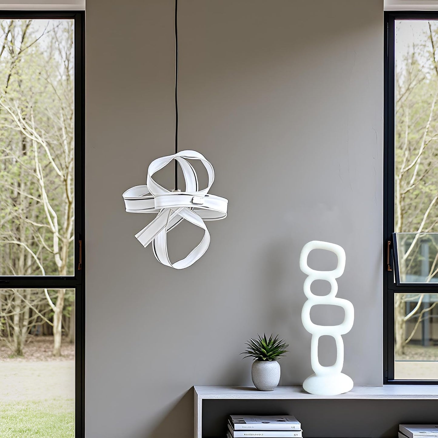 Modern Art Statue Table Decor / 14" Milky White