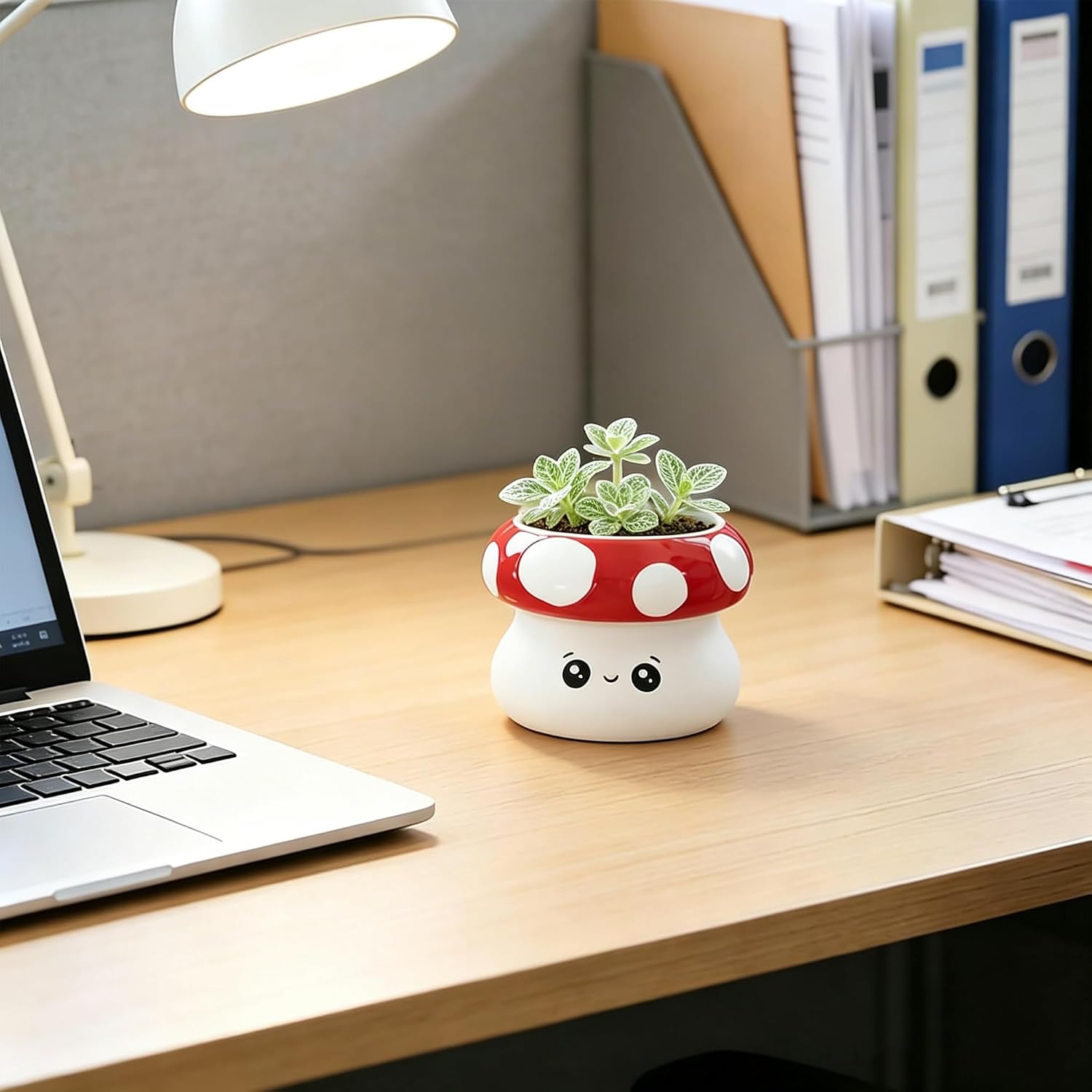 Ceramic Mushroom Planter Pot / Red