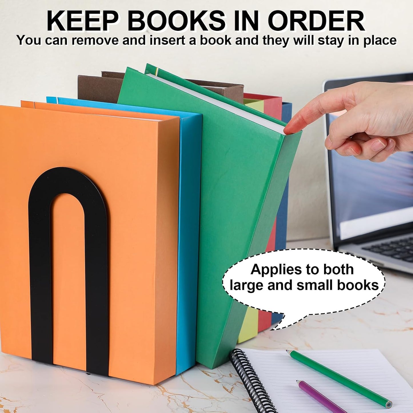 Modern Metal Book Ends / 7.5*5.75*3.5inch / Black / Set of 6