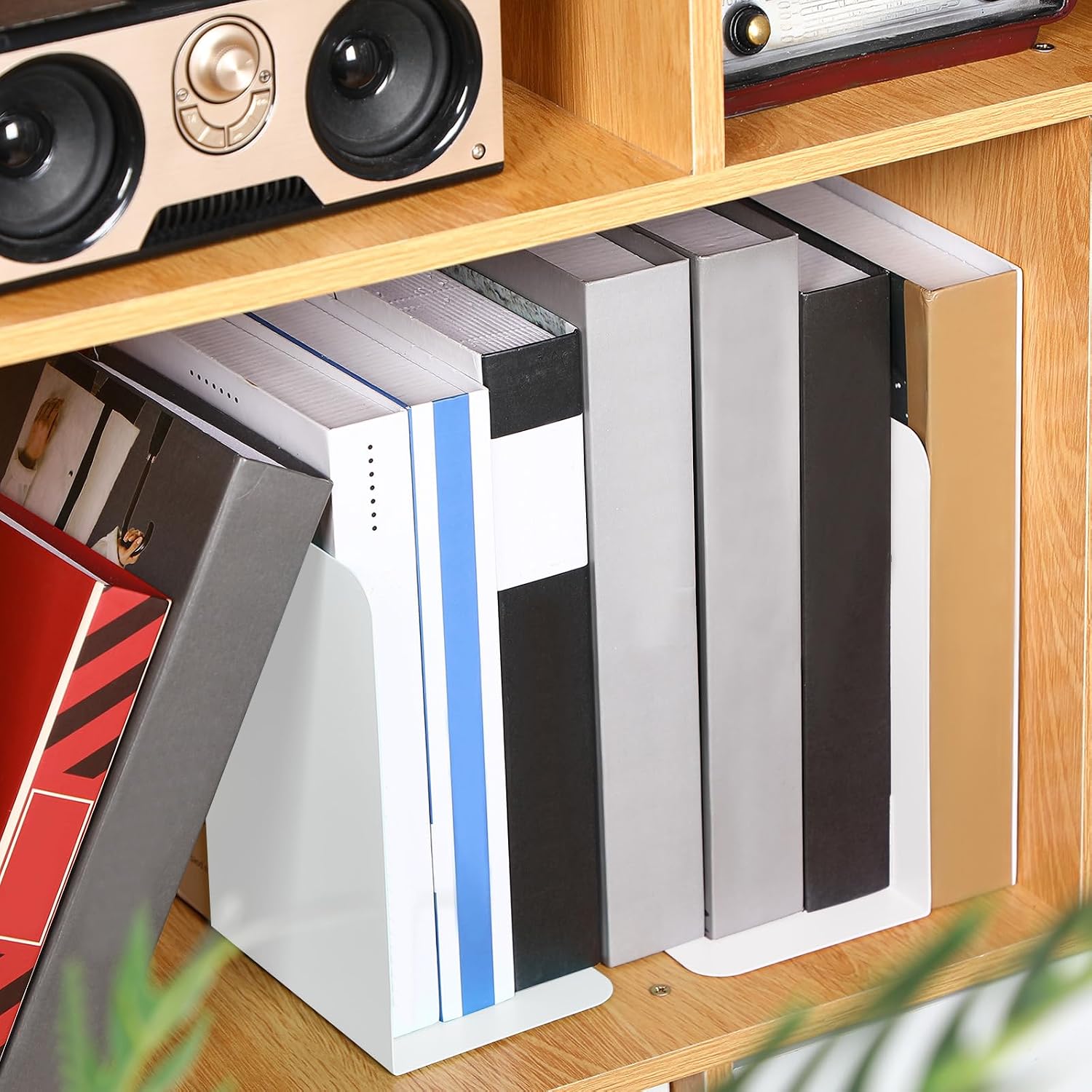 6 Pairs Metal Bookends Book Stopper / White