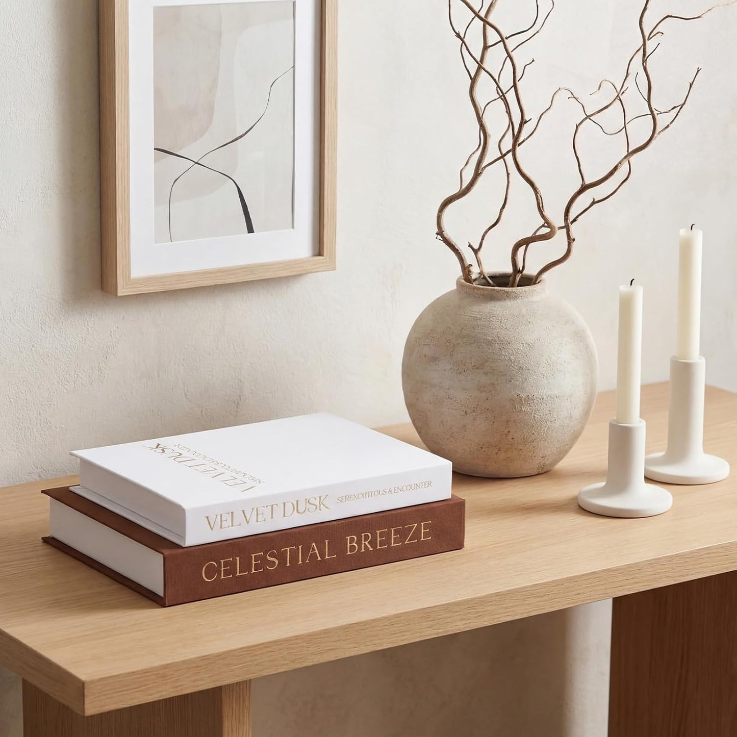 Faux Books Storage Box Fake Decorative Book / Cherry Blossom Pink, Beige, Brown, White / Set of 4