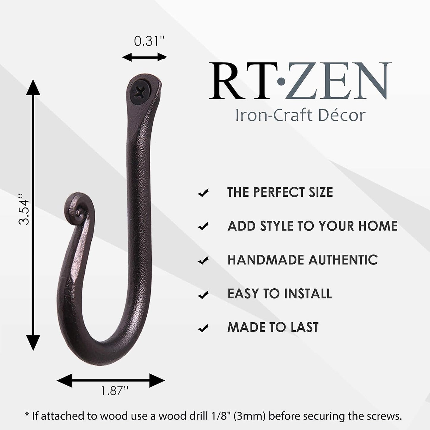 Wrought Iron Decorative Rustic Metal Coat Hooks for Hanging / Hook Classic