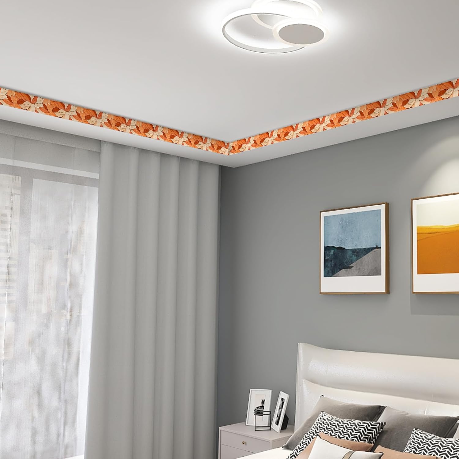 Wallpaper Border Peel and Stick Wall Border Autumn Leaf Wallpaper / Autumn Leaf Pattern / 4 x 196