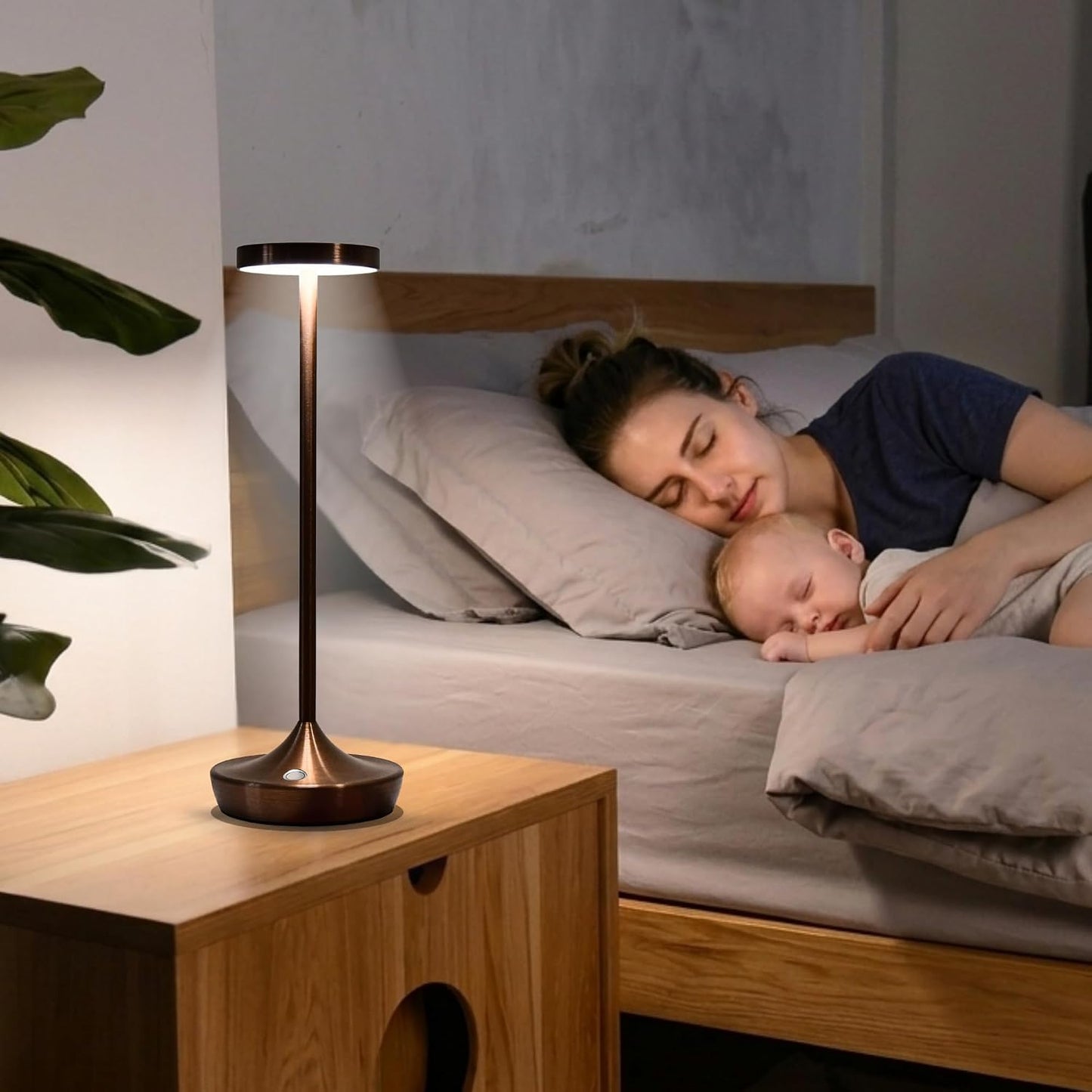 Brown Cordless Table Lamps, Rechargeable 6000mAh, 72H Runtime, Waterproof | Stepless Touch Dimming with 3 Color Modes &