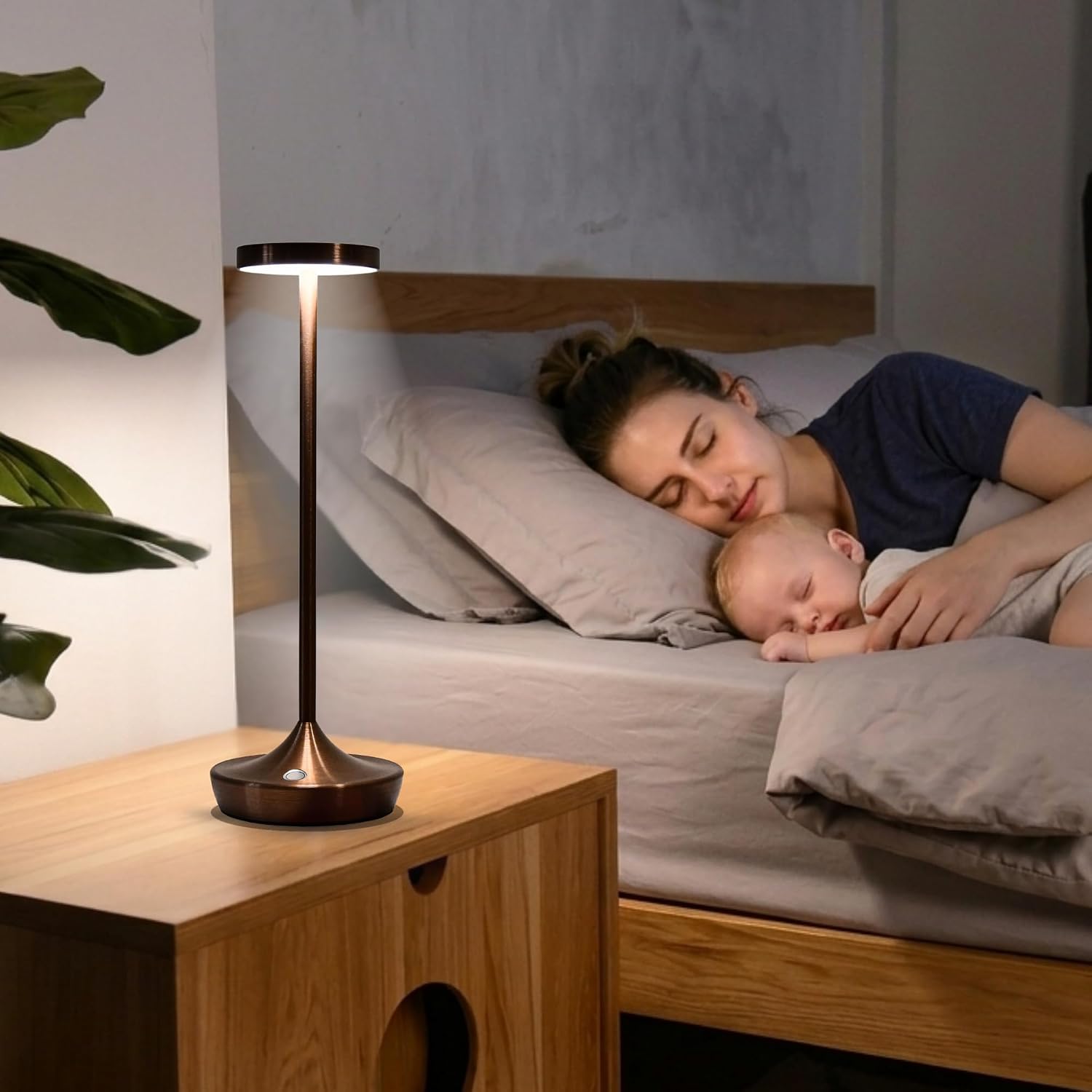 Brown Cordless Table Lamps, Rechargeable 6000mAh, 72H Runtime, Waterproof | Stepless Touch Dimming with 3 Color Modes &